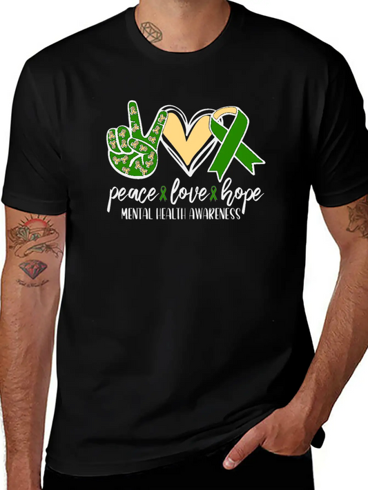 Peace Love Hope Mental Health Awareness Essential Unisex Summer Tee – Soft Cotton Casual Fit