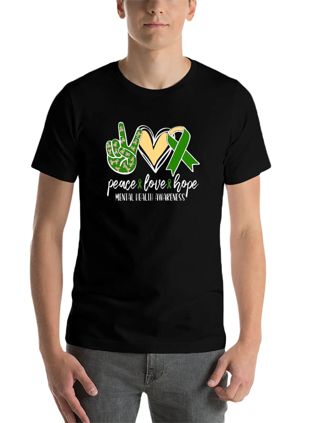 Peace Love Hope Mental Health Awareness Essential Unisex Summer Tee – Soft Cotton Casual Fit