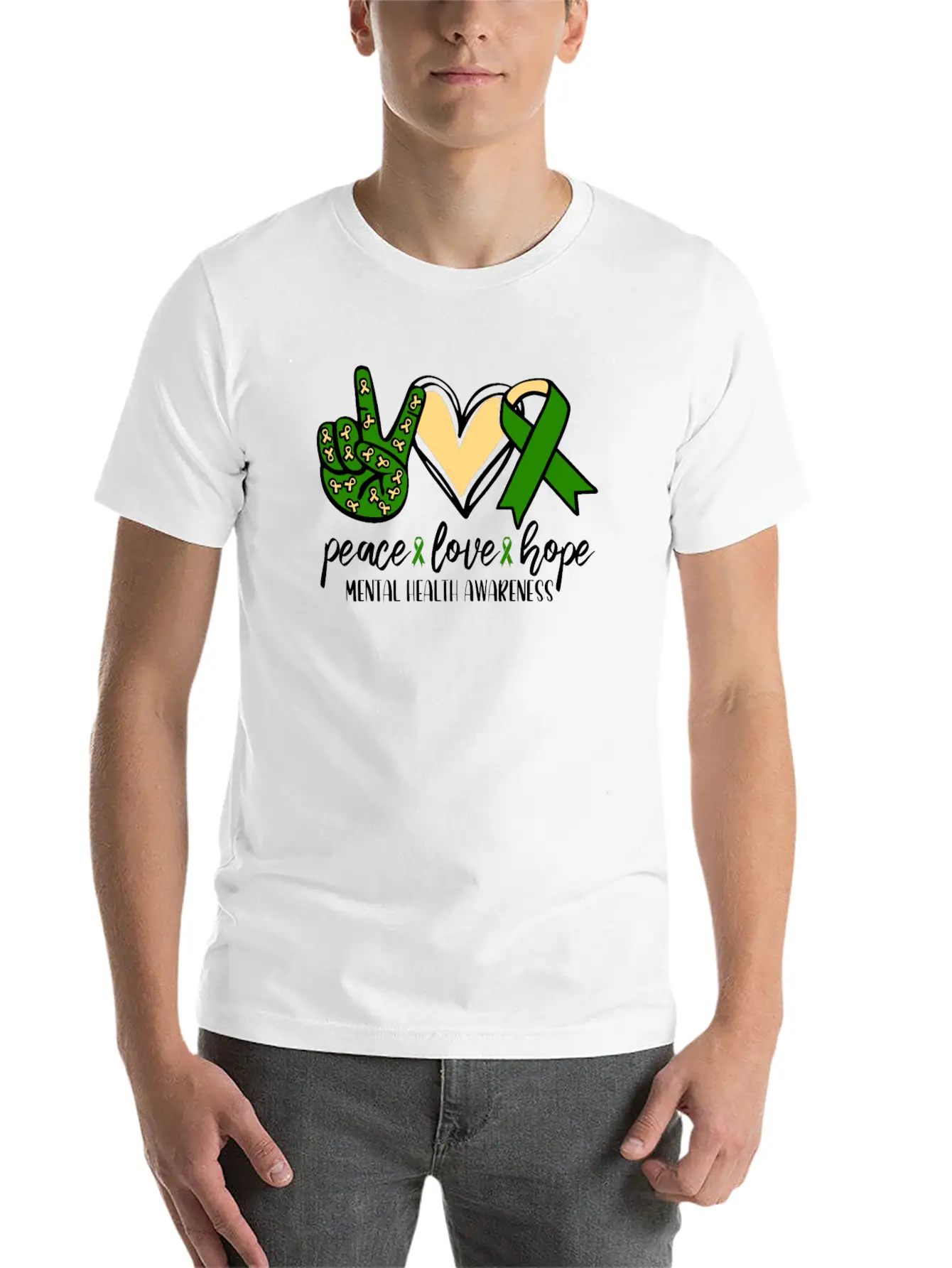 Peace Love Hope Mental Health Awareness Essential Unisex Summer Tee – Soft Cotton Casual Fit