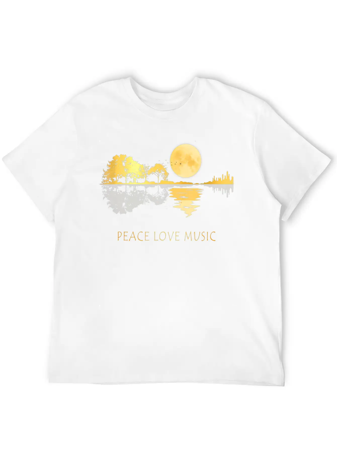 Peace Love Music Guitar Lake Shadow Hippie Timeless Short Sleeve Tee – Comfy And Minimalist Design