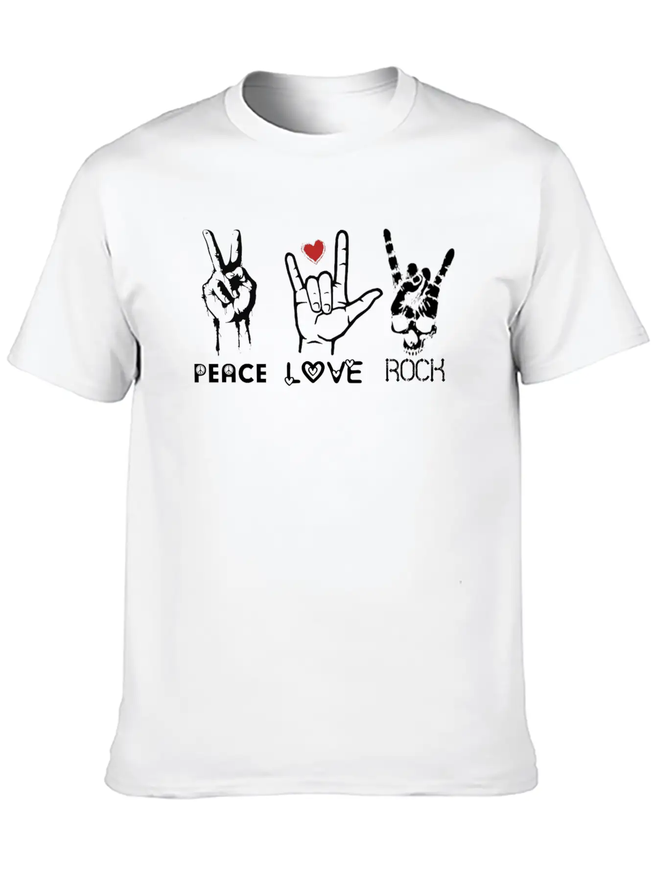 Peace Love Rock Unisex Short Sleeve Soft Cotton T-Shirt – Casual Everyday Wear