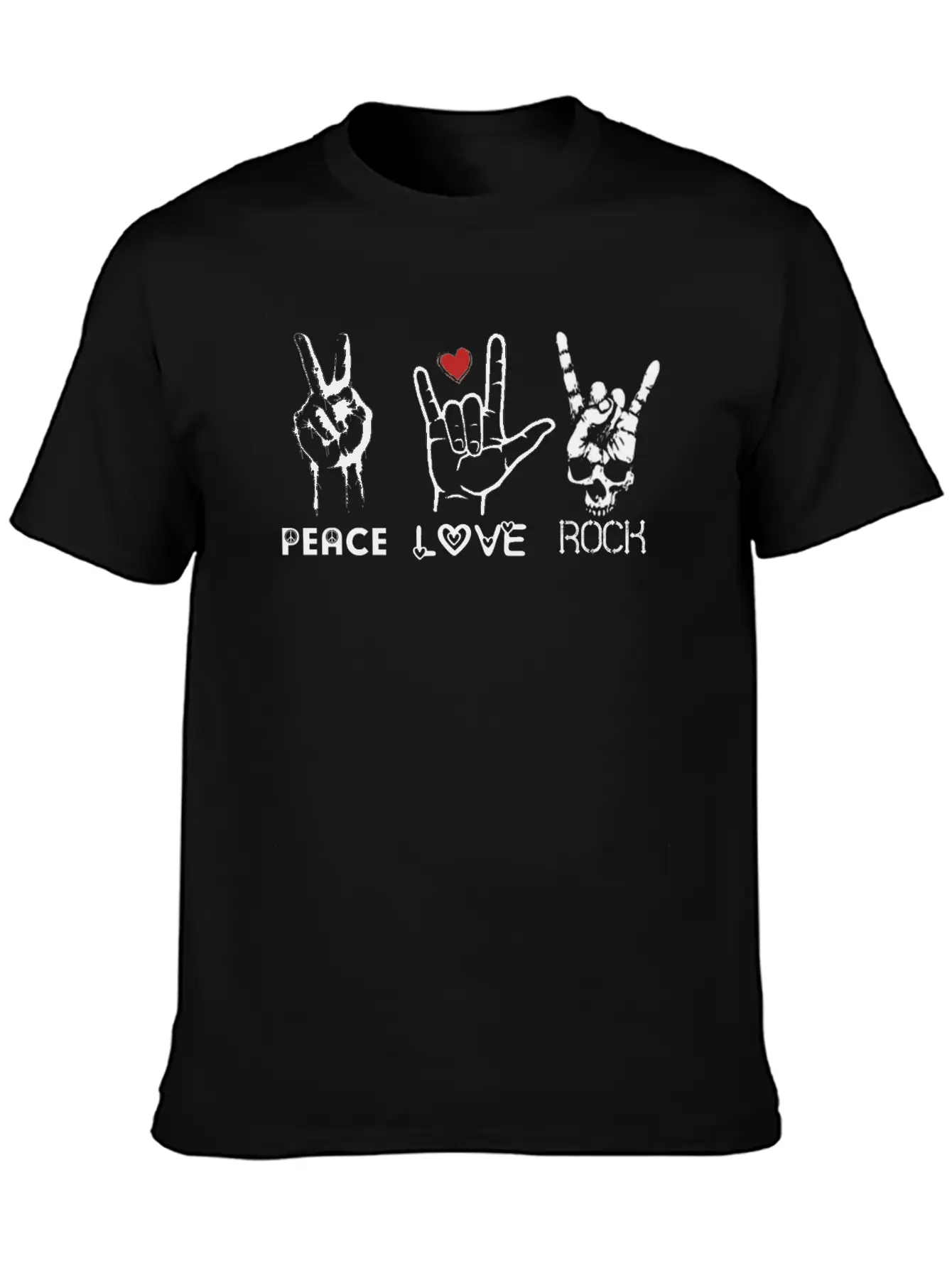 Peace Love Rock Unisex Short Sleeve Soft Cotton T-Shirt – Casual Everyday Wear