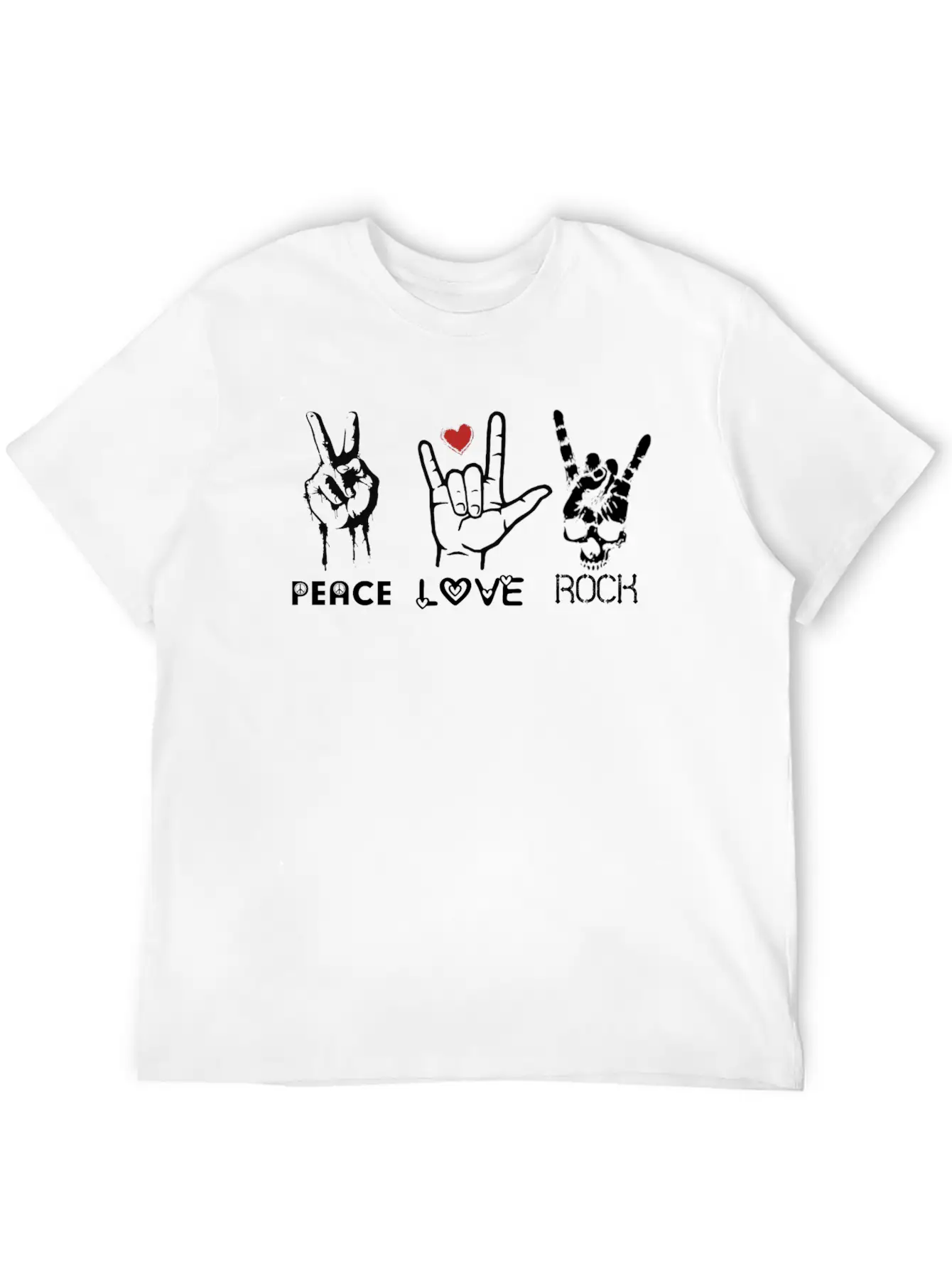 Peace Love Rock Unisex Short Sleeve Soft Cotton T-Shirt – Casual Everyday Wear