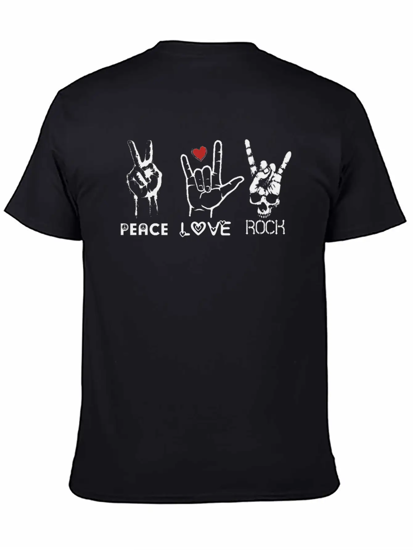Peace Love Rock Unisex Short Sleeve Soft Cotton T-Shirt – Casual Everyday Wear