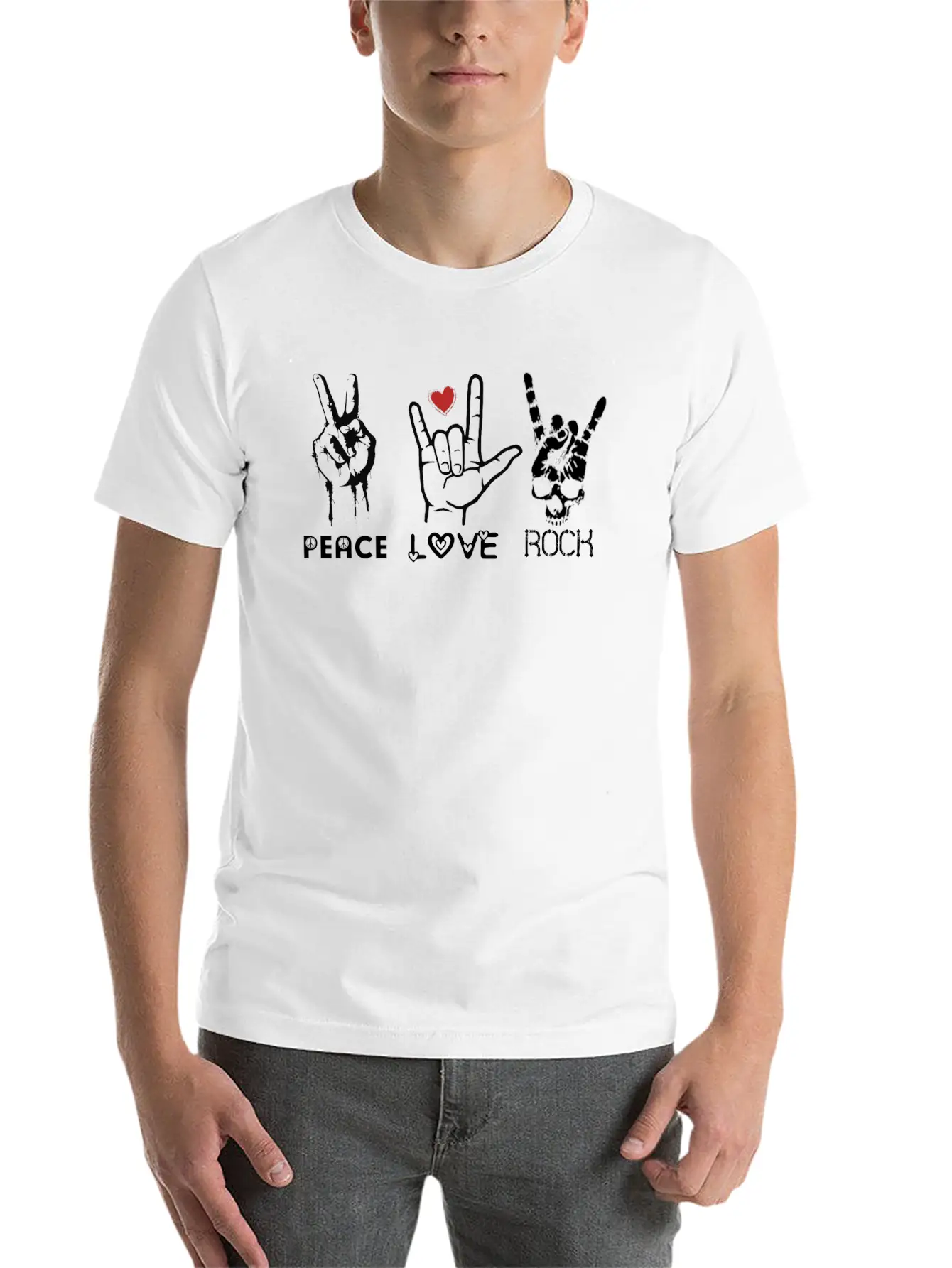 Peace Love Rock Unisex Short Sleeve Soft Cotton T-Shirt – Casual Everyday Wear
