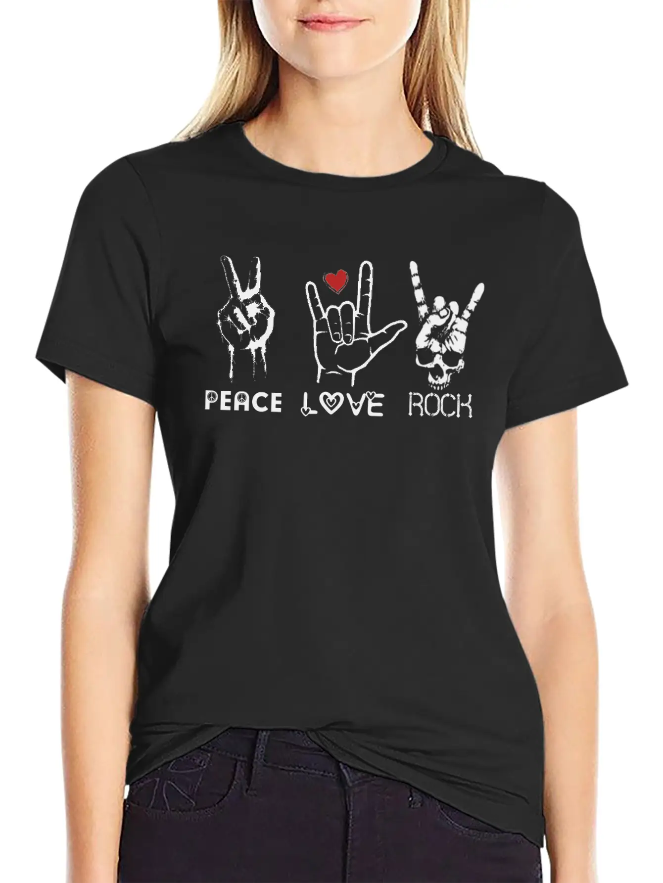 Peace Love Rock Unisex Short Sleeve Soft Cotton T-Shirt – Casual Everyday Wear