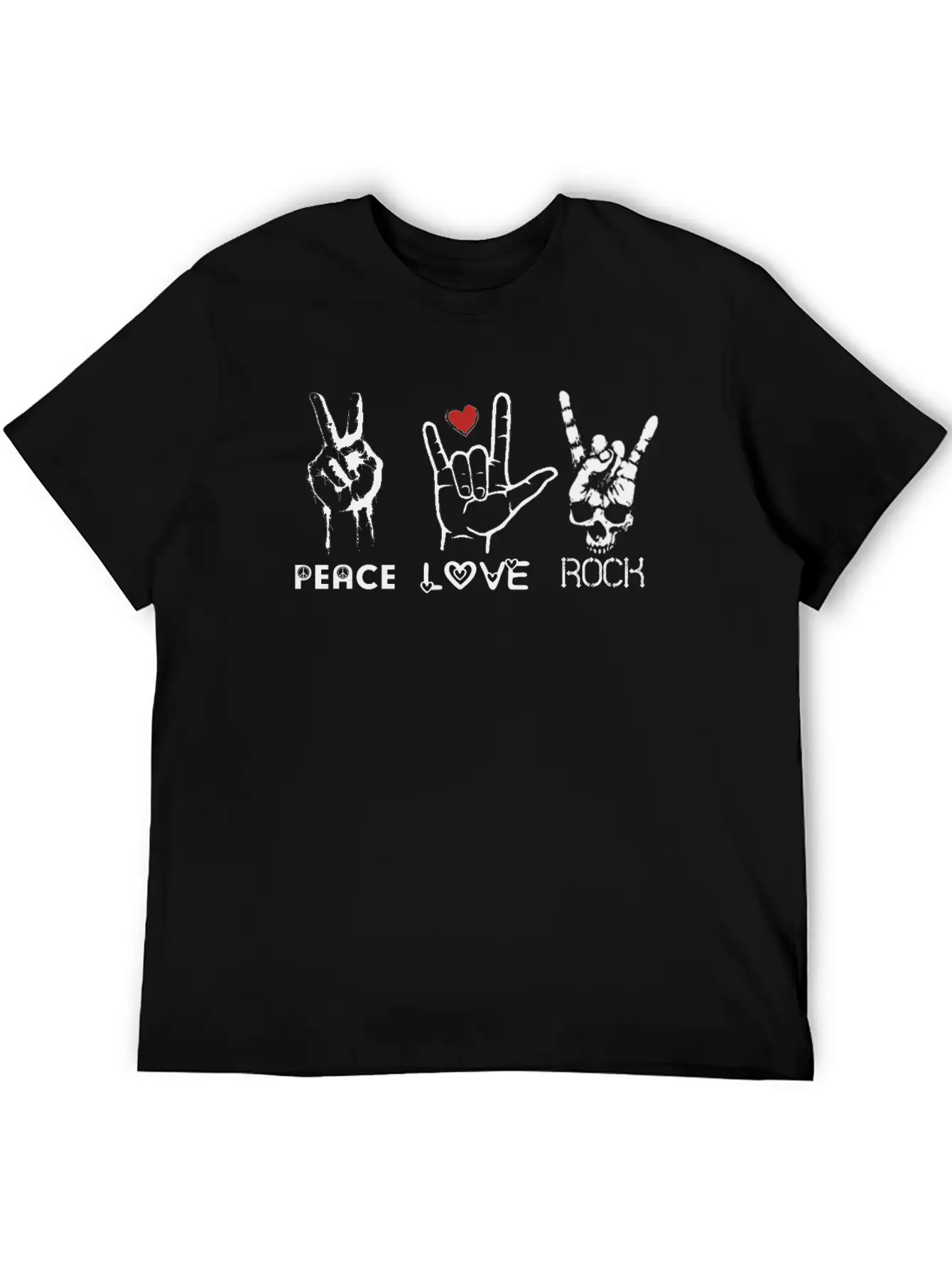 Peace Love Rock Unisex Short Sleeve Soft Cotton T-Shirt – Casual Everyday Wear
