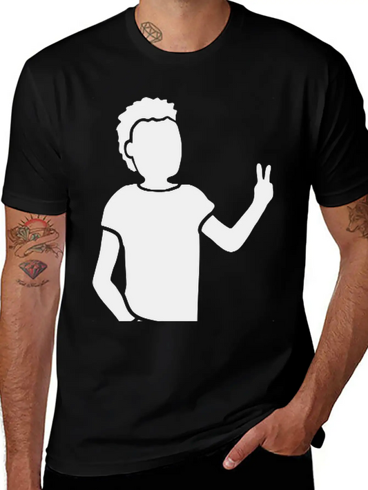 Peace Sign Youth Silhouette Unisex Short Sleeve Soft Cotton T-Shirt – Casual Everyday Wear