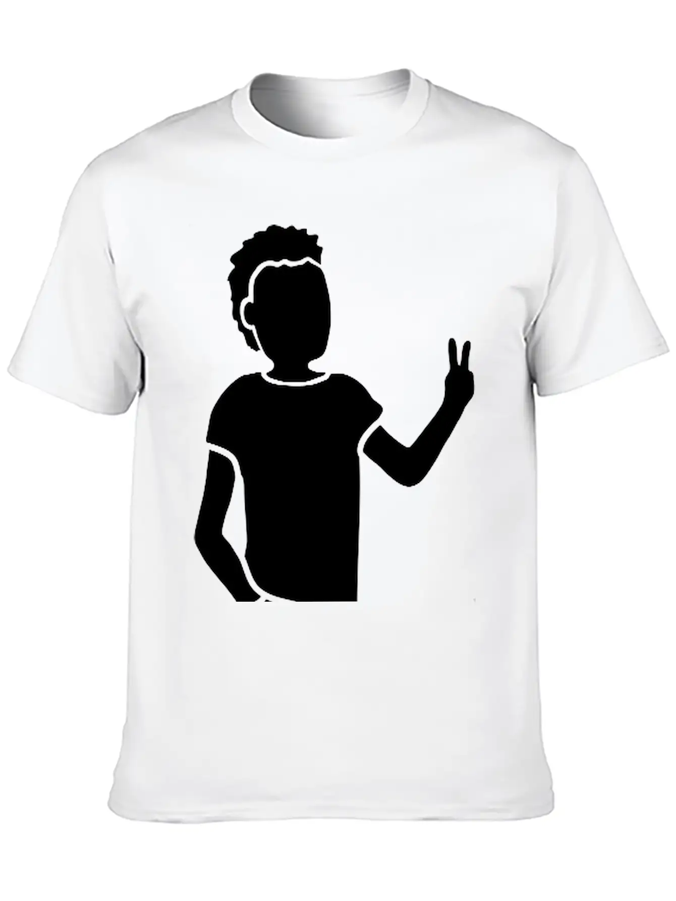 Peace Sign Youth Silhouette Unisex Short Sleeve Soft Cotton T-Shirt – Casual Everyday Wear