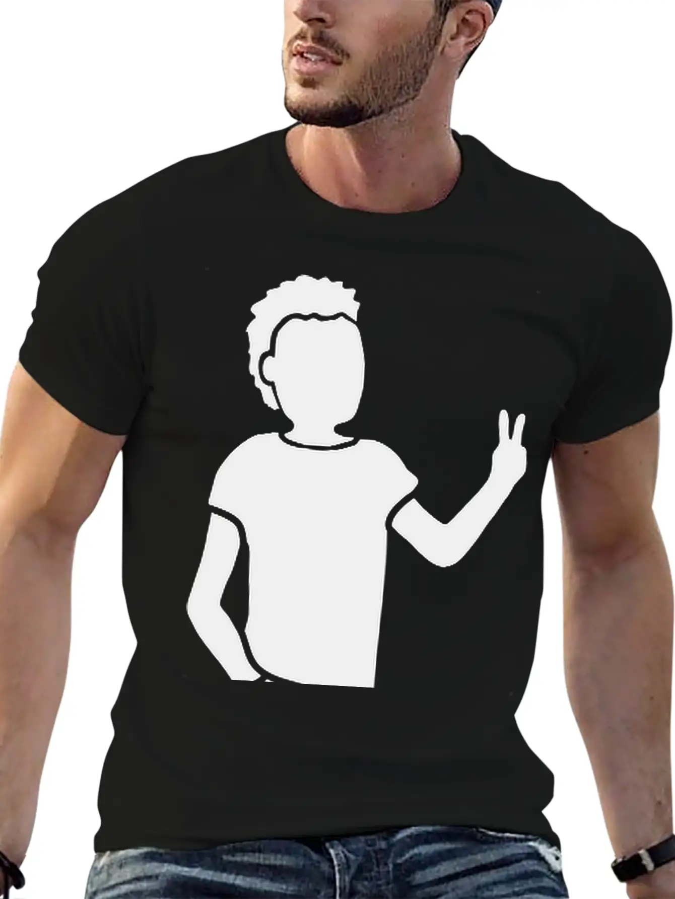 Peace Sign Youth Silhouette Unisex Short Sleeve Soft Cotton T-Shirt – Casual Everyday Wear