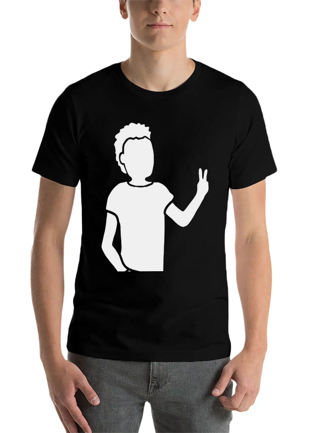 Peace Sign Youth Silhouette Unisex Short Sleeve Soft Cotton T-Shirt – Casual Everyday Wear