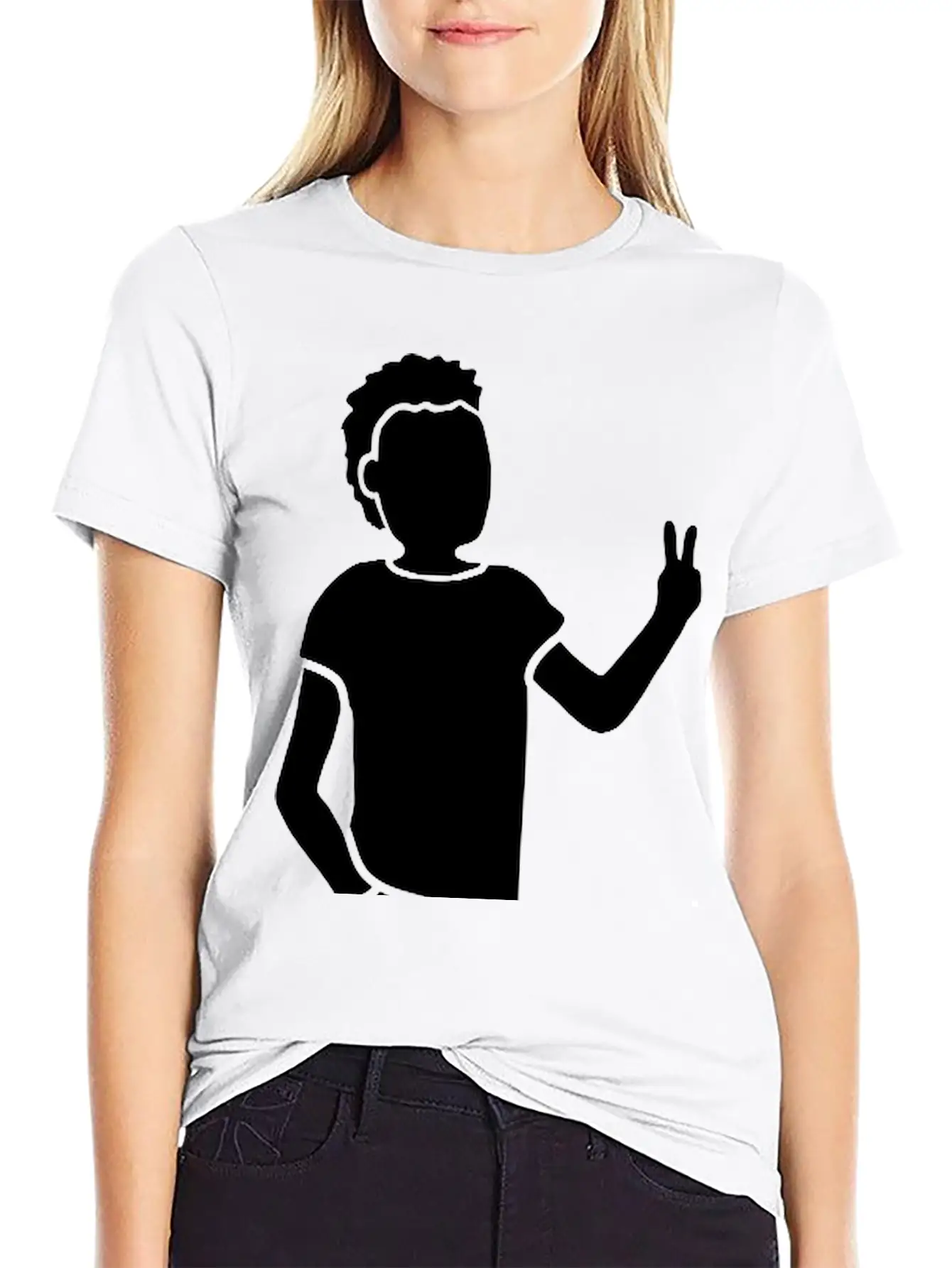 Peace Sign Youth Silhouette Unisex Short Sleeve Soft Cotton T-Shirt – Casual Everyday Wear