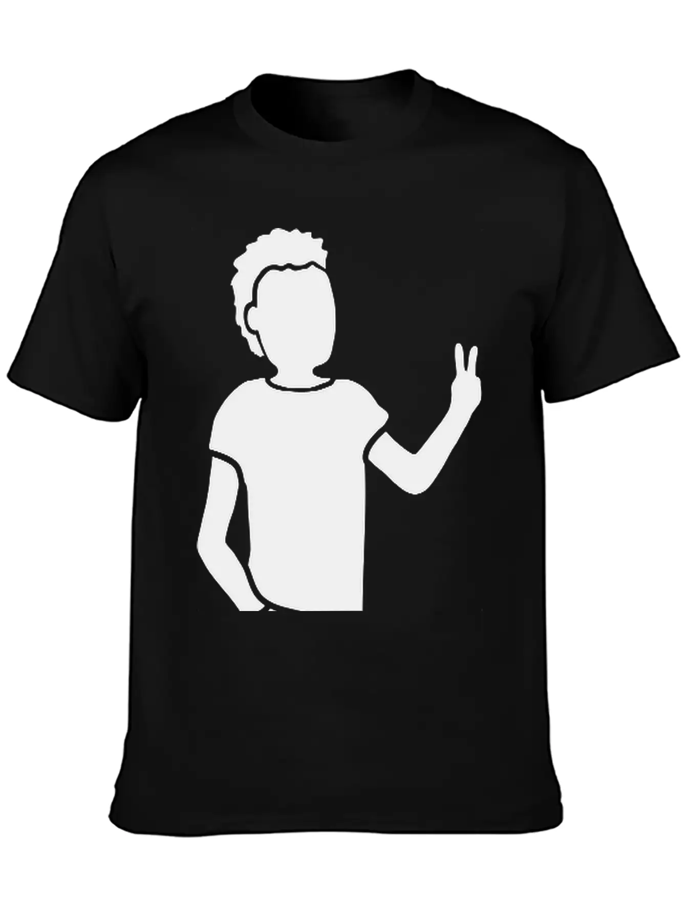 Peace Sign Youth Silhouette Unisex Short Sleeve Soft Cotton T-Shirt – Casual Everyday Wear