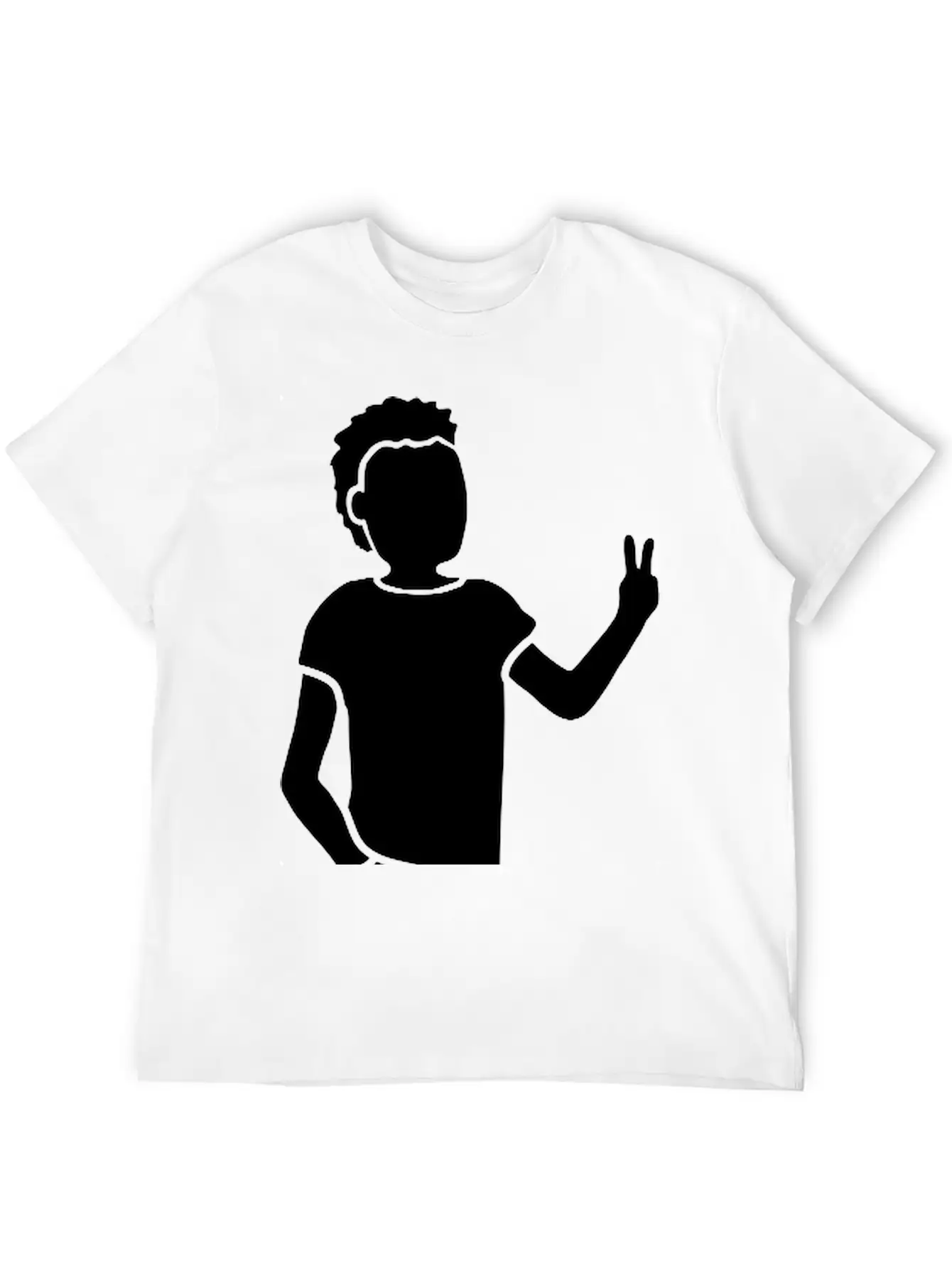 Peace Sign Youth Silhouette Unisex Short Sleeve Soft Cotton T-Shirt – Casual Everyday Wear