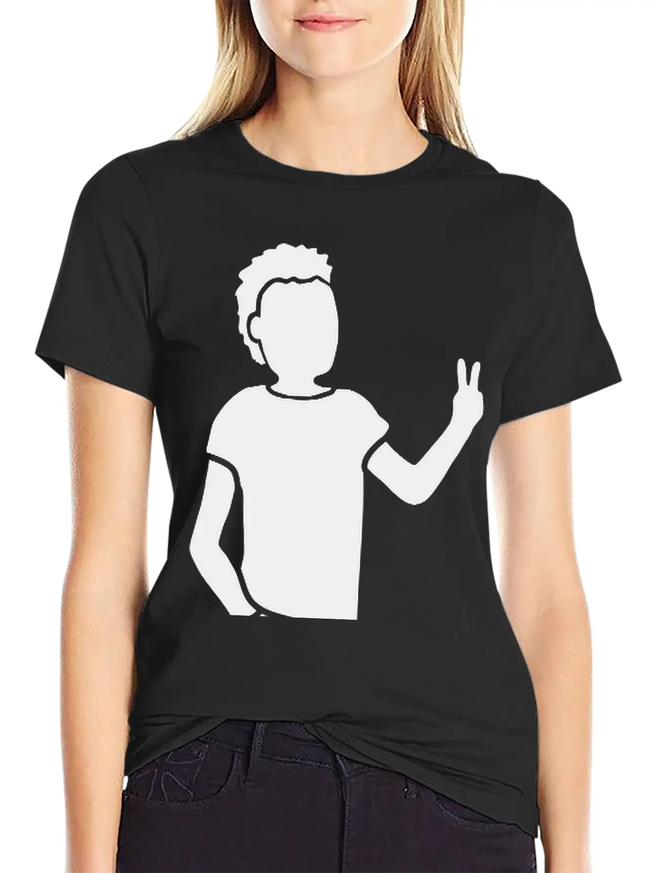Peace Sign Youth Silhouette Unisex Short Sleeve Soft Cotton T-Shirt – Casual Everyday Wear
