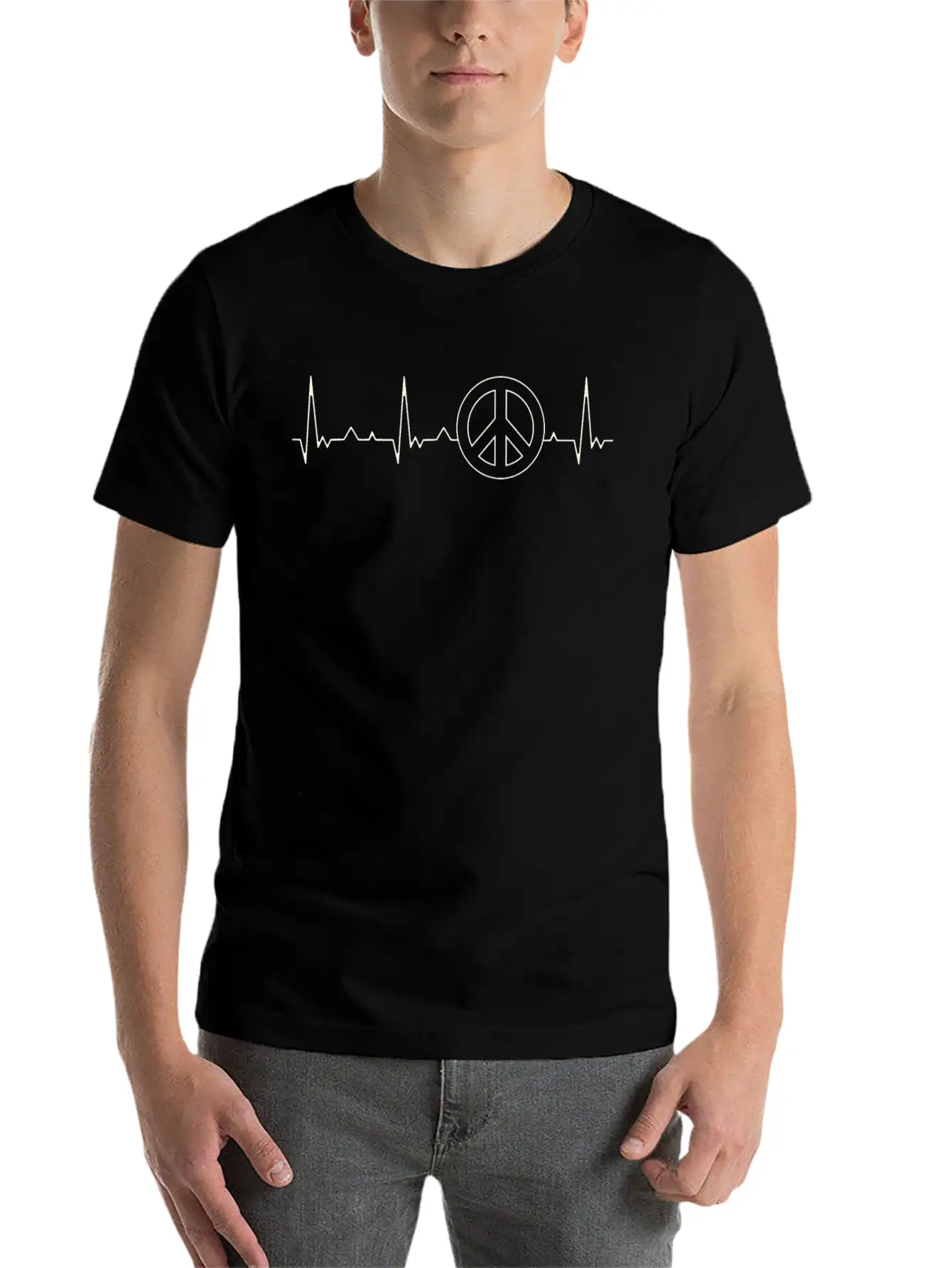 Peace Symbol. Heart. Love. EKG. Pulse. Beat. Unisex Casual T-Shirt – Clean Design For Daily Comfort