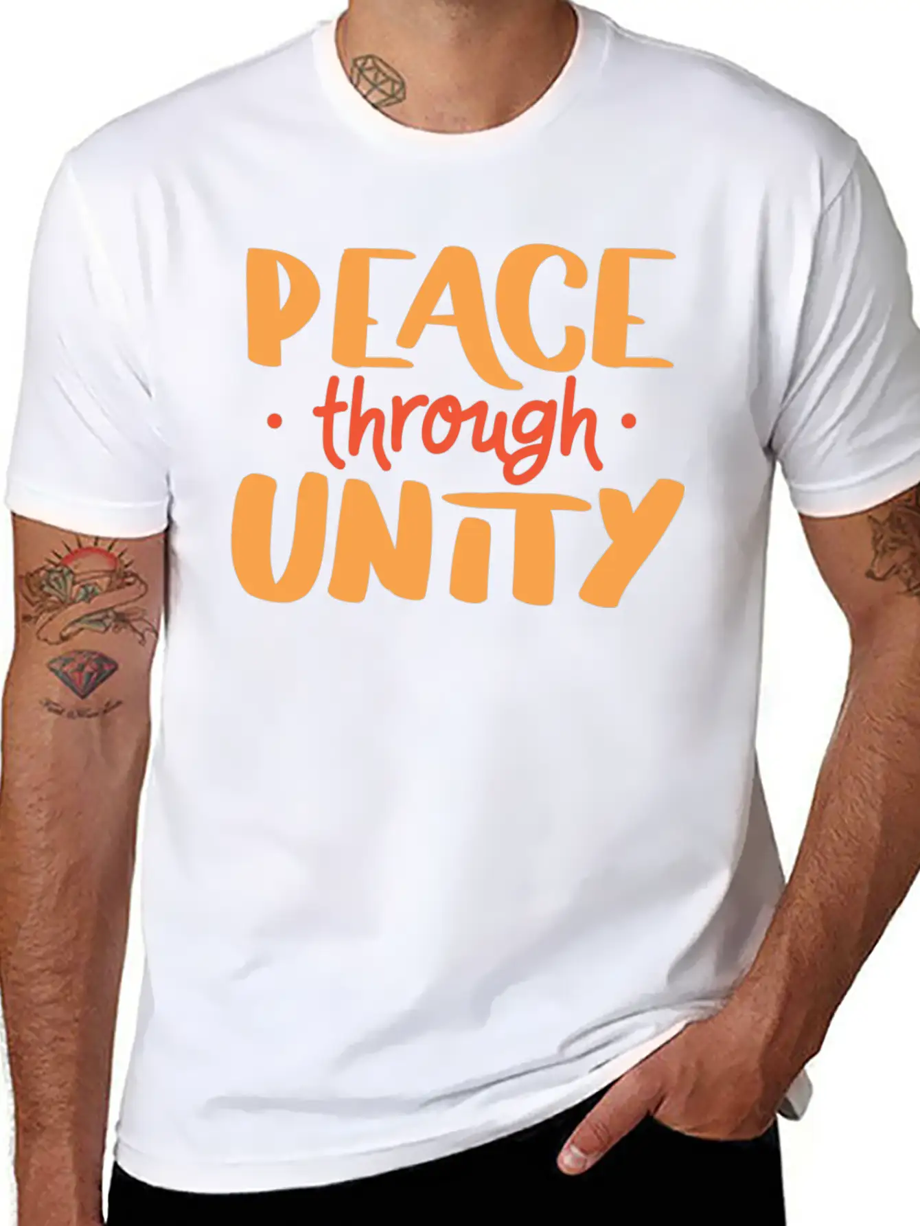 Peace World Peace Pacifist Pacifism Saying Unisex Short Sleeve Soft Cotton T-Shirt – Casual Everyday Wear