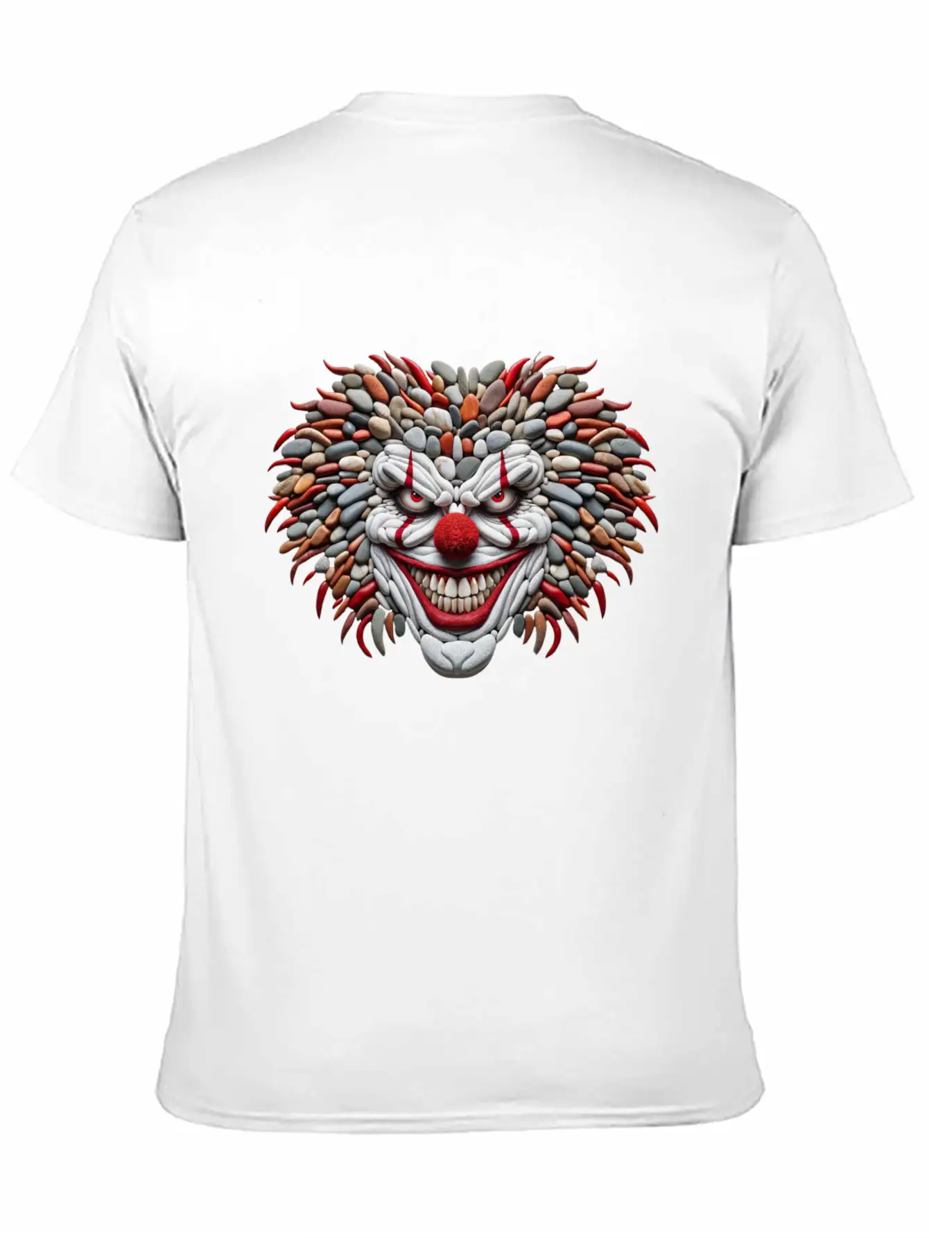 Pebble Art Mosaic - Scary Clown Portrait Stylish Everyday T-Shirt – Unisex Basic Cotton Tee
