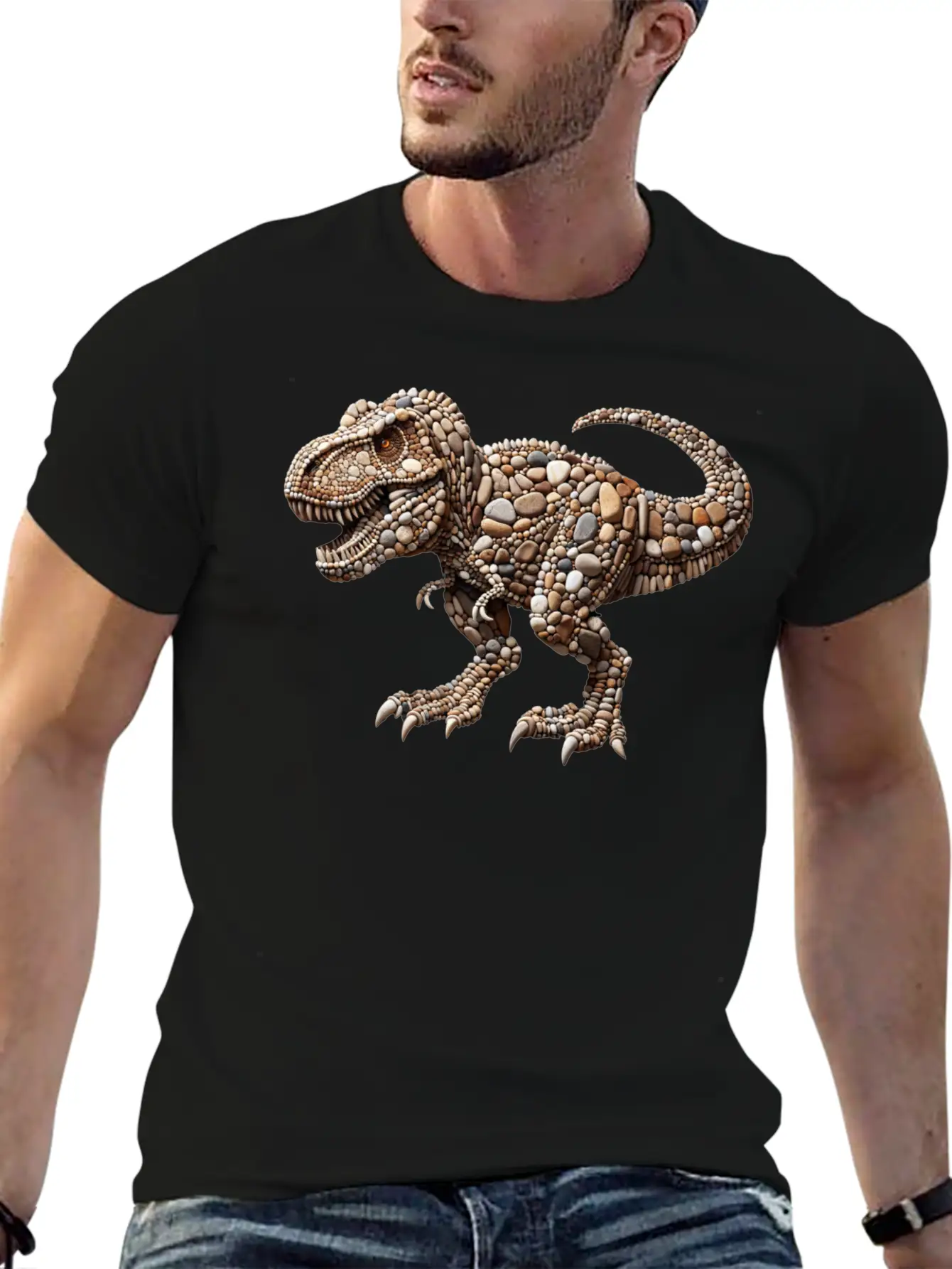 Pebble King Tyrannosaurus Rex Essential Unisex Summer Tee – Soft Cotton Casual Fit