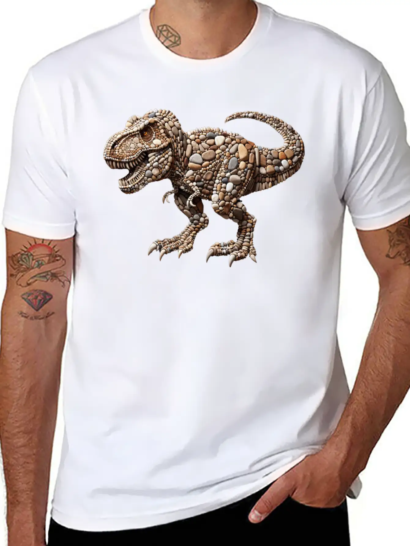 Pebble King Tyrannosaurus Rex Essential Unisex Summer Tee – Soft Cotton Casual Fit