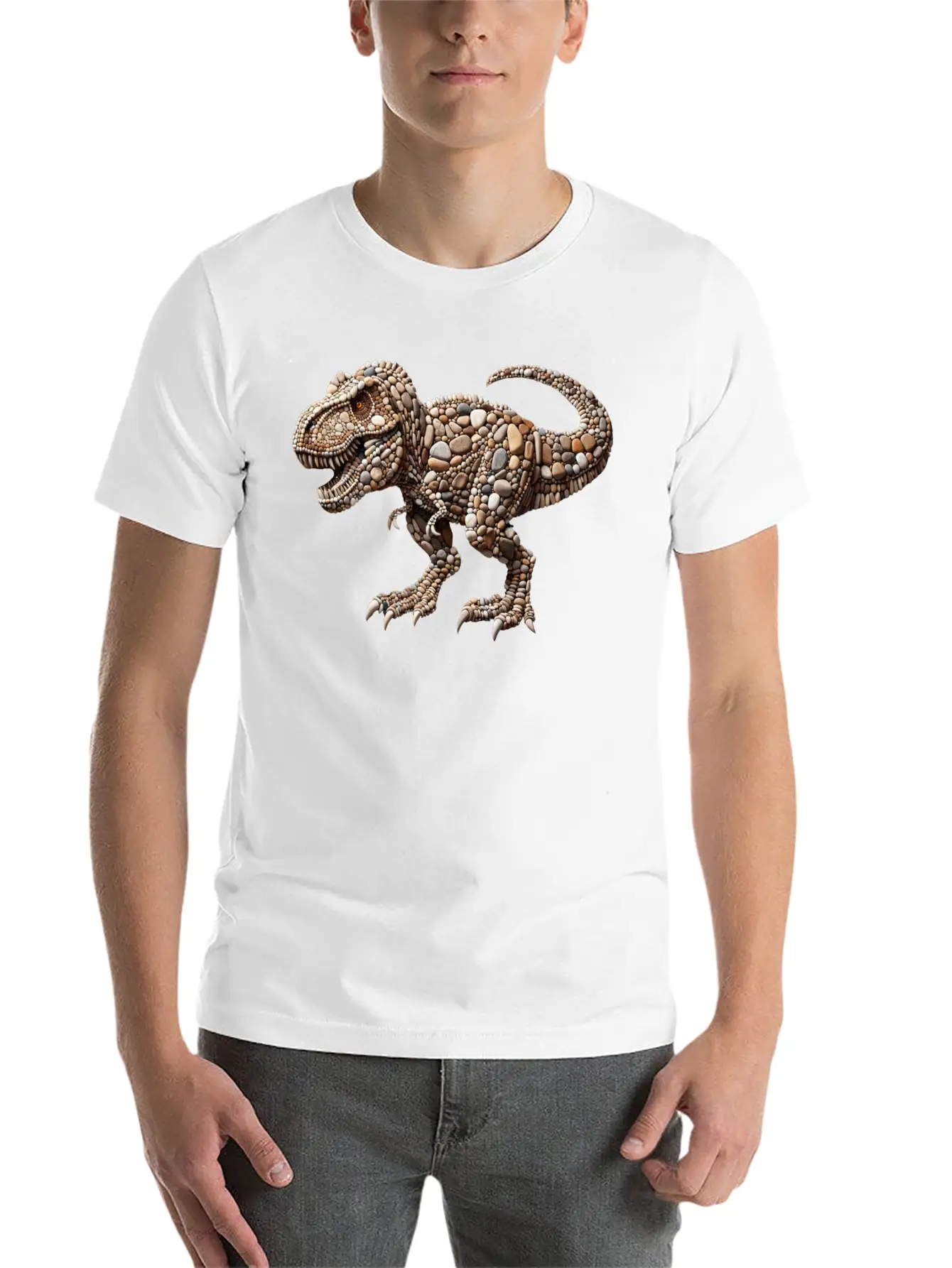 Pebble King Tyrannosaurus Rex Essential Unisex Summer Tee – Soft Cotton Casual Fit