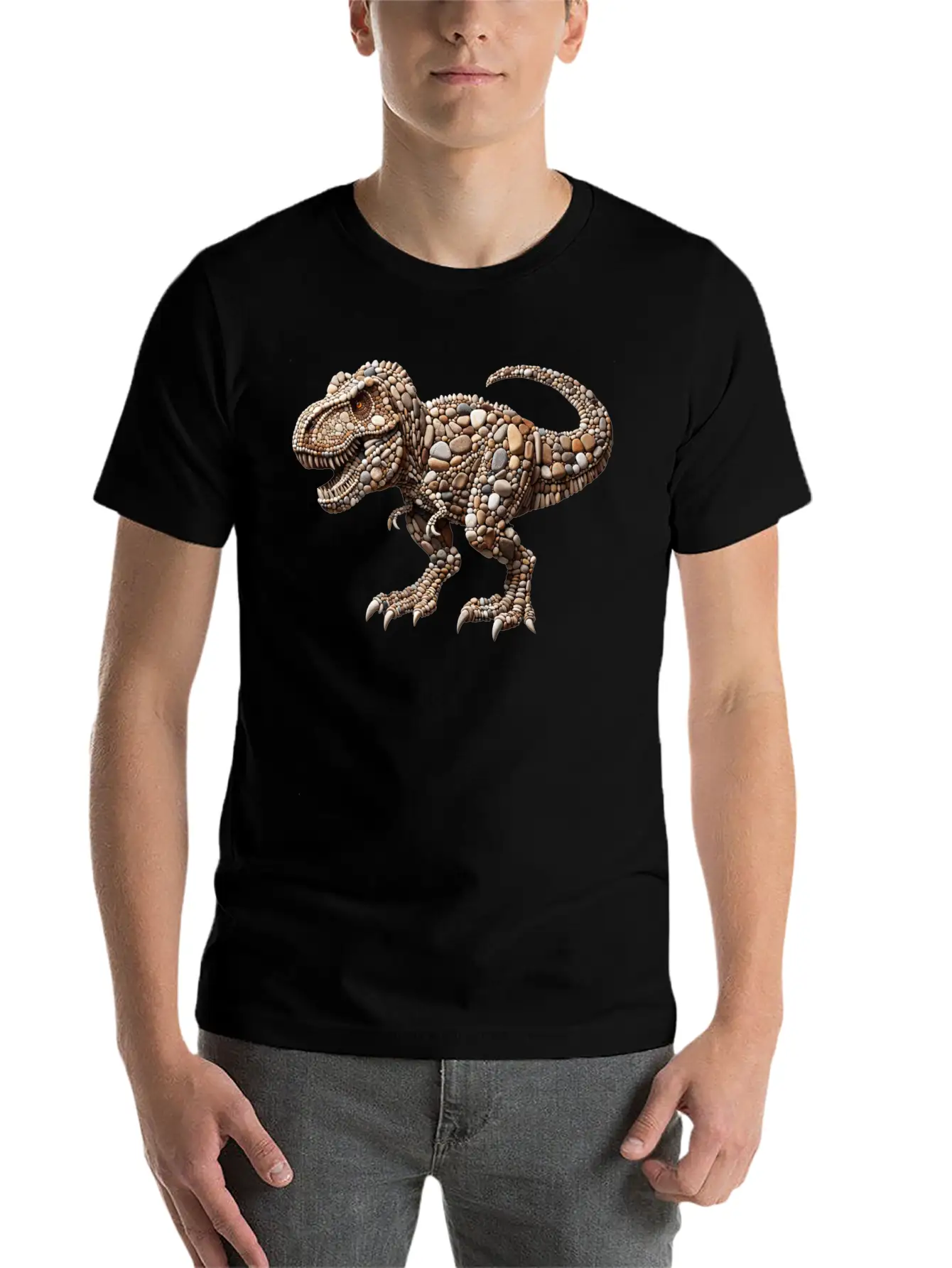 Pebble King Tyrannosaurus Rex Essential Unisex Summer Tee – Soft Cotton Casual Fit