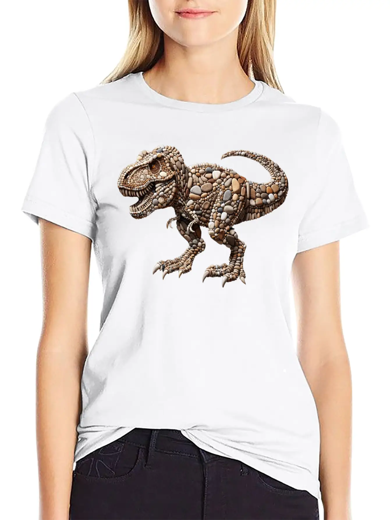 Pebble King Tyrannosaurus Rex Essential Unisex Summer Tee – Soft Cotton Casual Fit