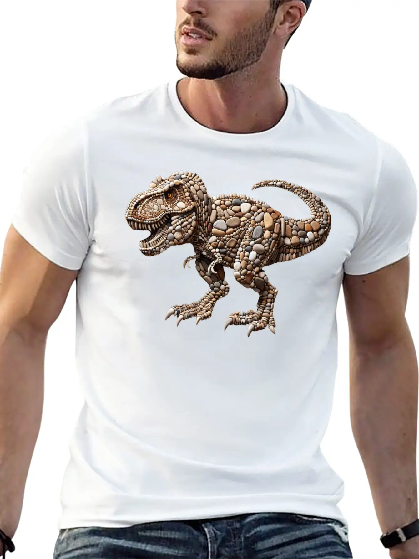 Pebble King Tyrannosaurus Rex Essential Unisex Summer Tee – Soft Cotton Casual Fit