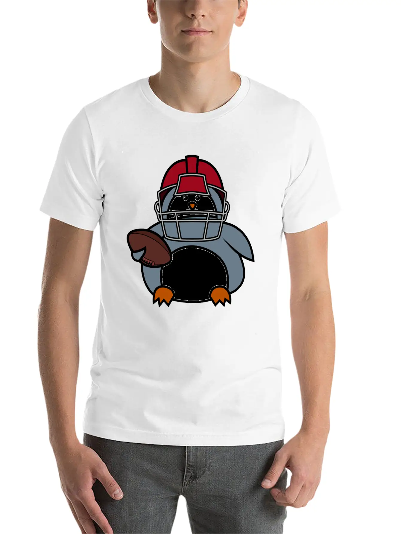 Penguin American Football Player Stylish Everyday T-Shirt – Unisex Basic Cotton Tee