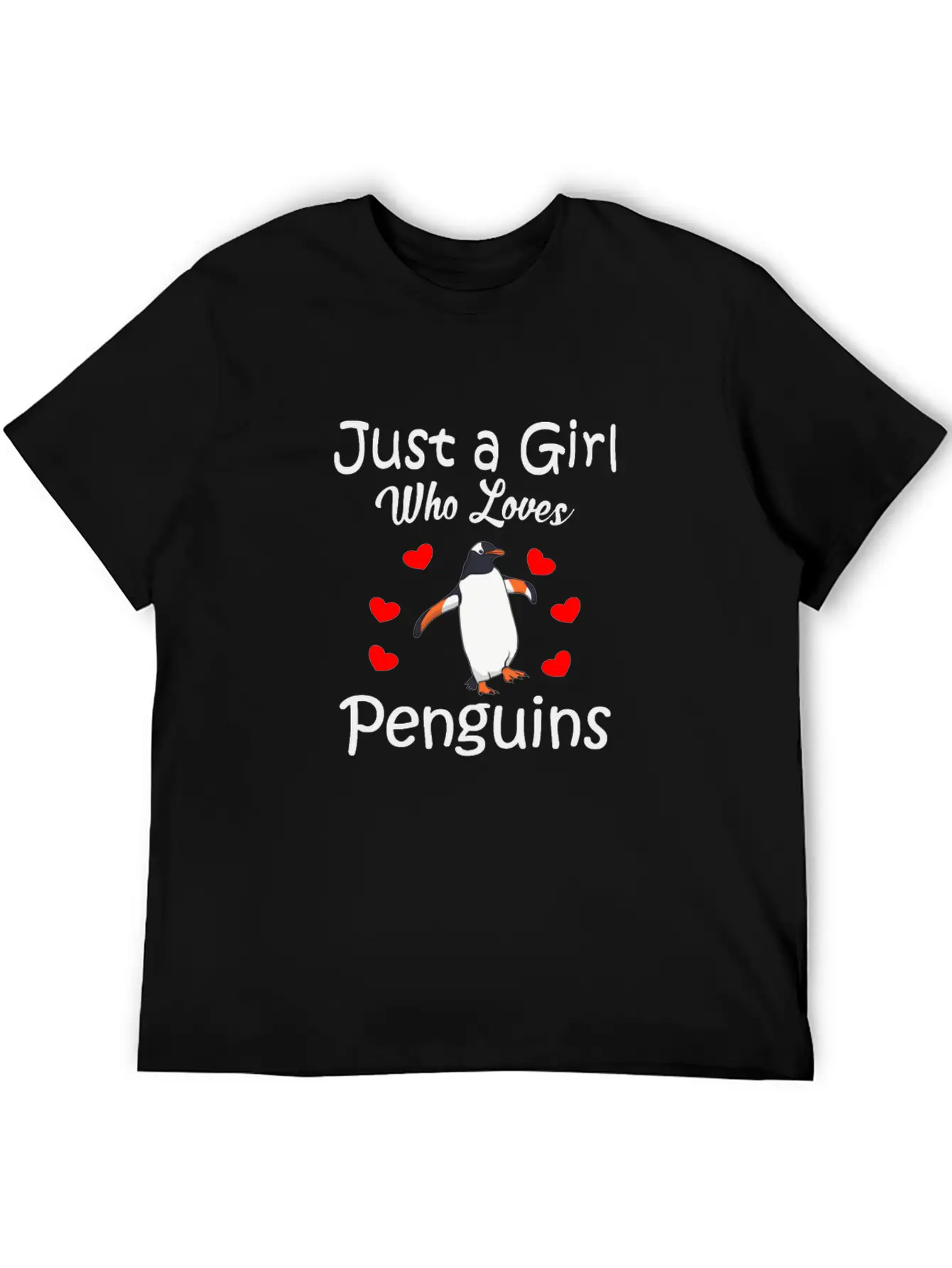 Penguin Gift : Just A Girl Who Loves Penguins Stylish Everyday T-Shirt – Unisex Basic Cotton Tee