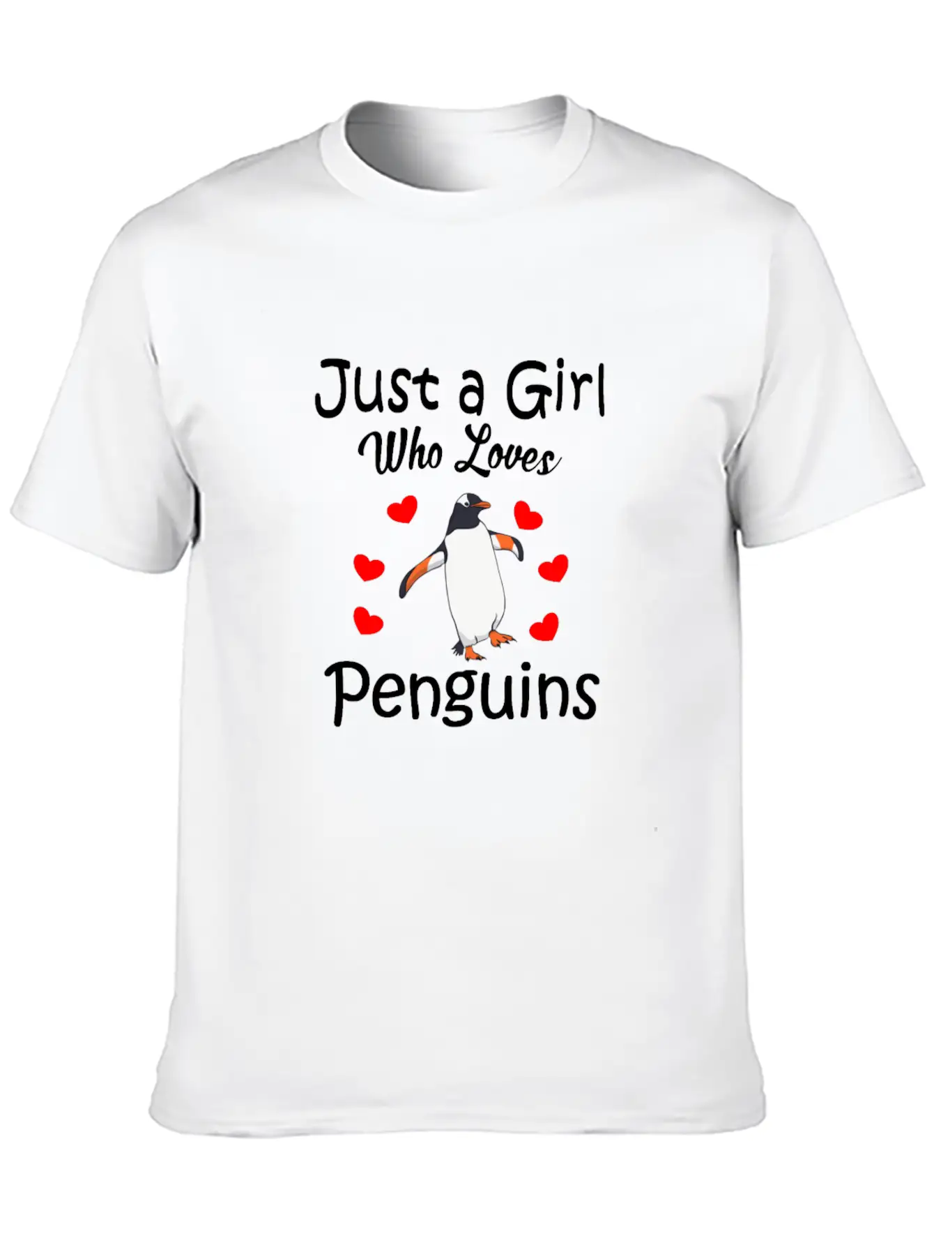 Penguin Gift : Just A Girl Who Loves Penguins Stylish Everyday T-Shirt – Unisex Basic Cotton Tee