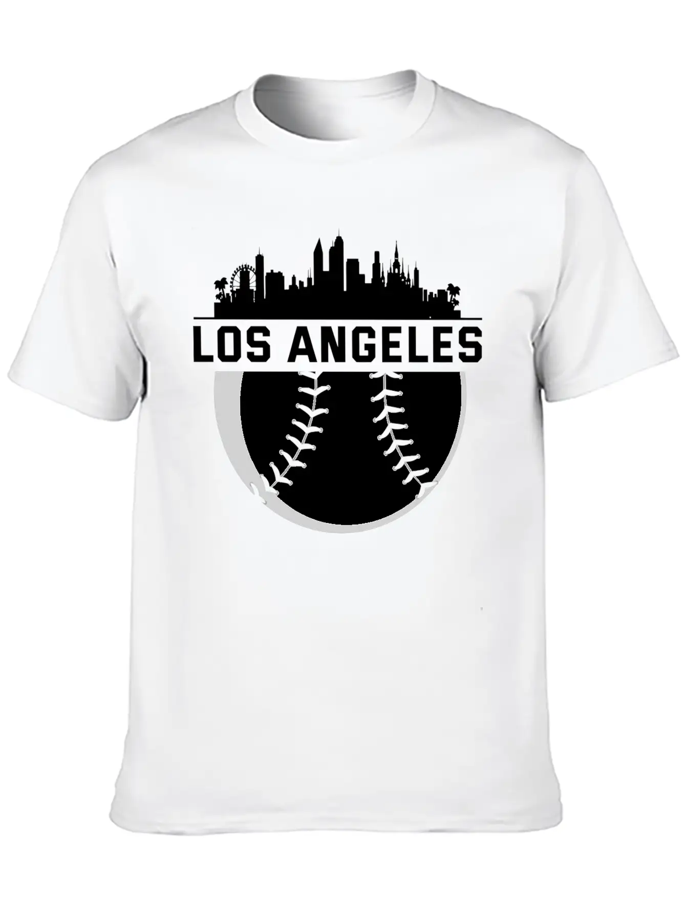 Perfect Los Angeles City Skyline Baseball Designed Unisex Short Sleeve Soft Cotton T-Shirt – Casual Everyday Wear