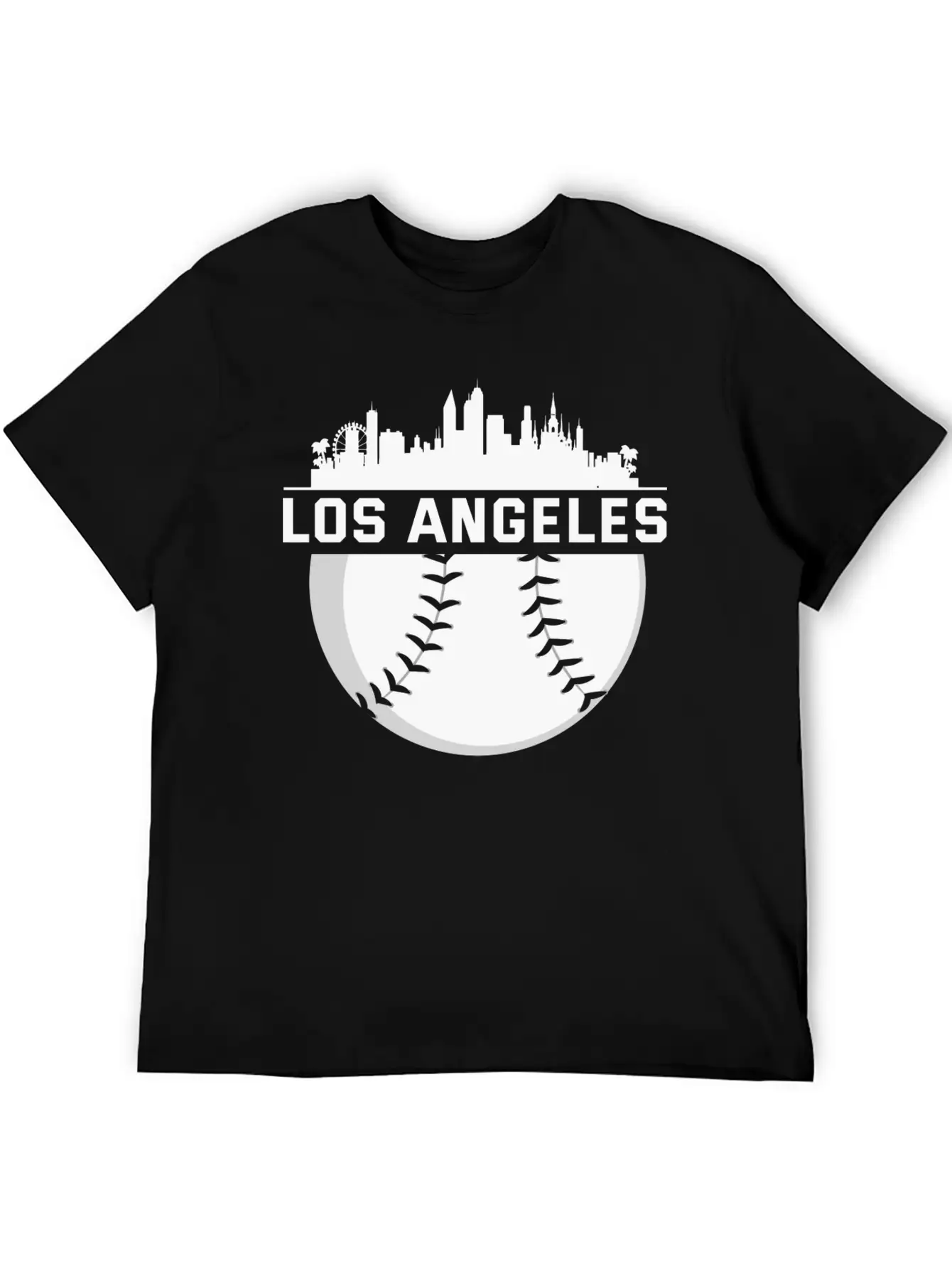 Perfect Los Angeles City Skyline Baseball Designed Unisex Short Sleeve Soft Cotton T-Shirt – Casual Everyday Wear