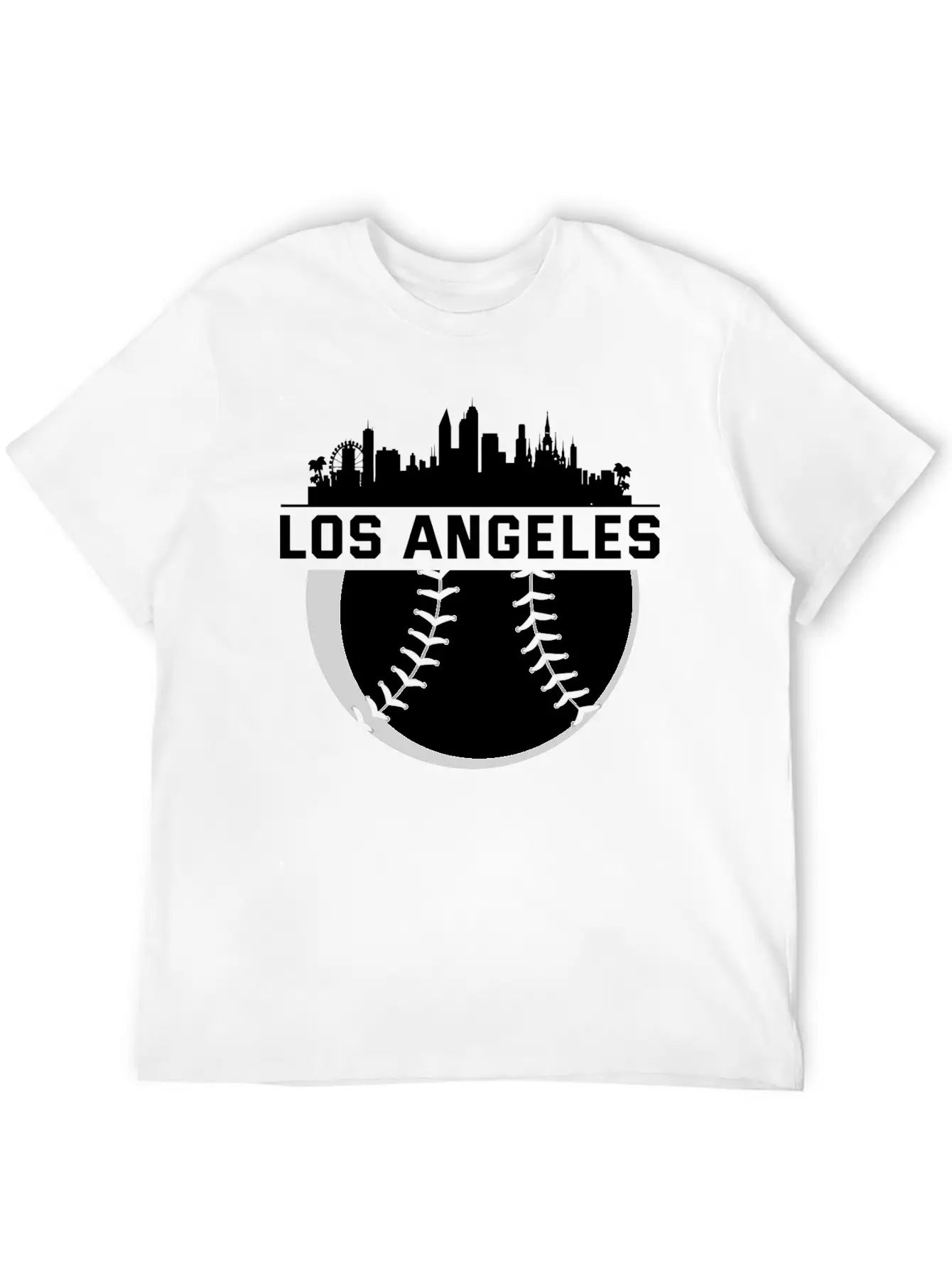 Perfect Los Angeles City Skyline Baseball Designed Unisex Short Sleeve Soft Cotton T-Shirt – Casual Everyday Wear