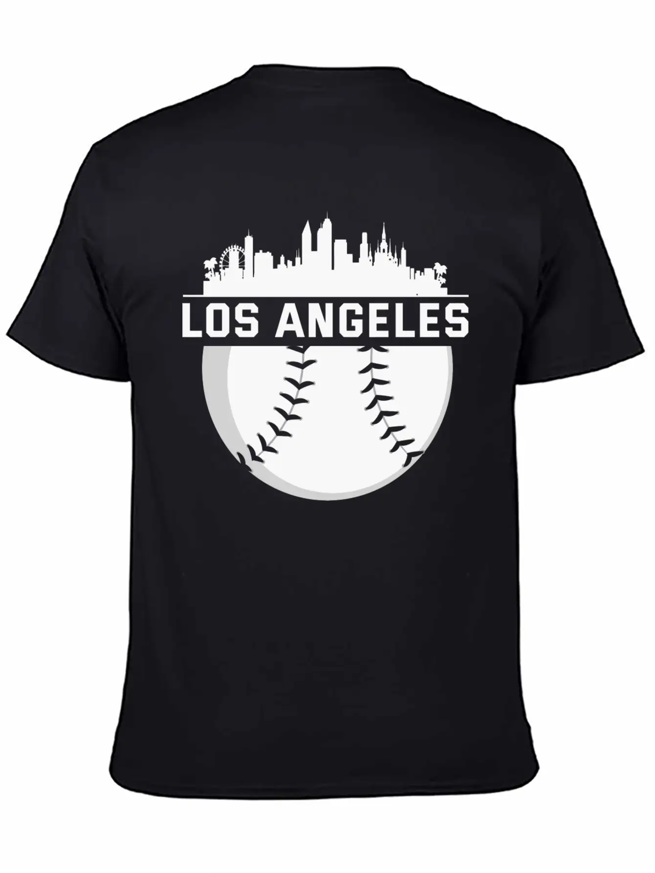 Perfect Los Angeles City Skyline Baseball Designed Unisex Short Sleeve Soft Cotton T-Shirt – Casual Everyday Wear