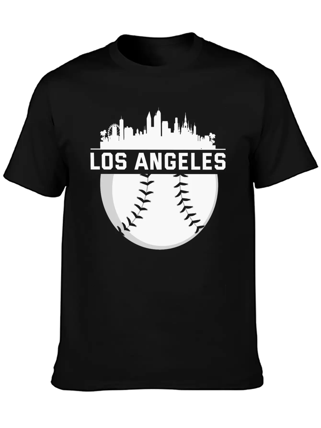 Perfect Los Angeles City Skyline Baseball Designed Unisex Short Sleeve Soft Cotton T-Shirt – Casual Everyday Wear