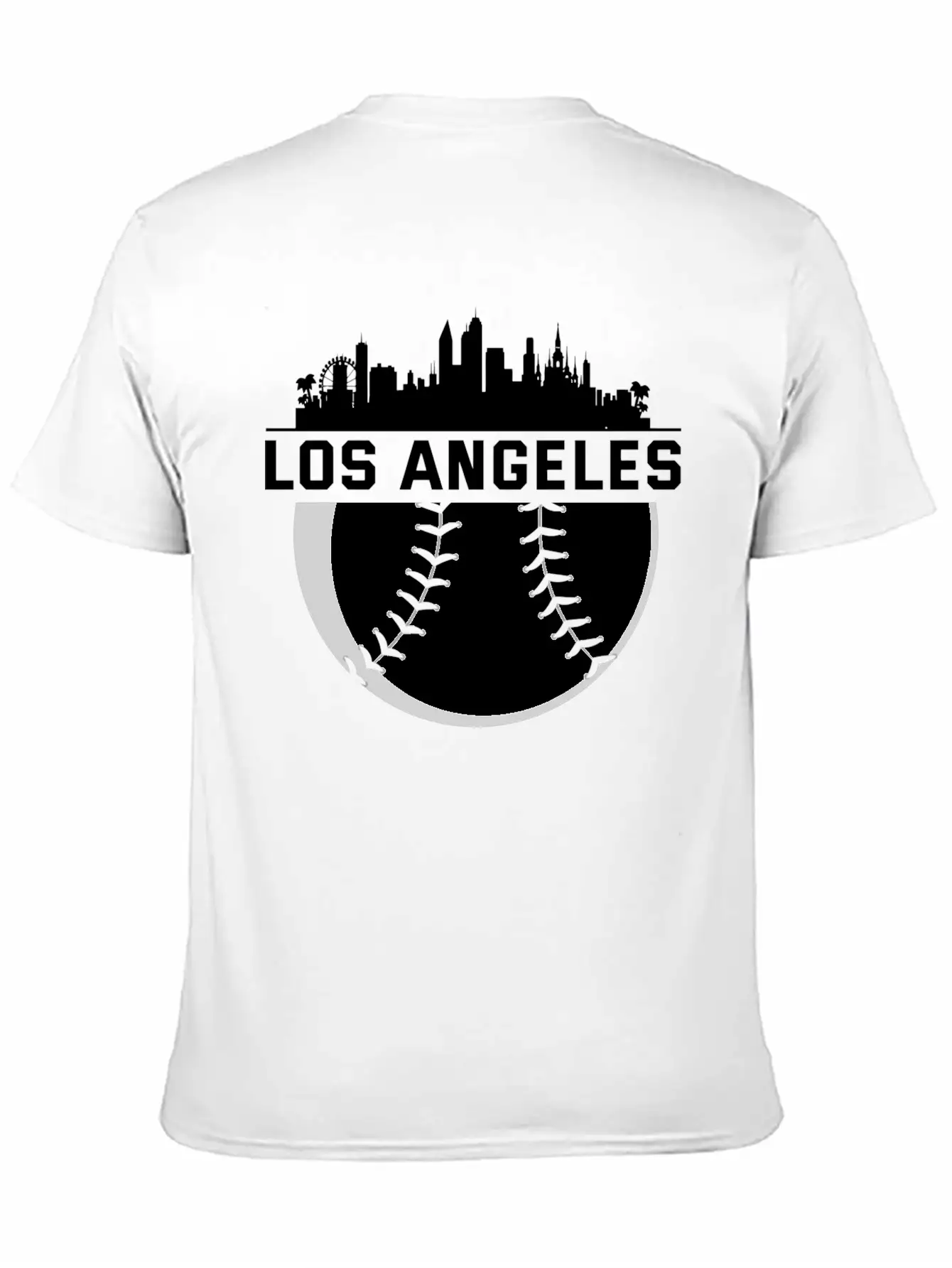 Perfect Los Angeles City Skyline Baseball Designed Unisex Short Sleeve Soft Cotton T-Shirt – Casual Everyday Wear