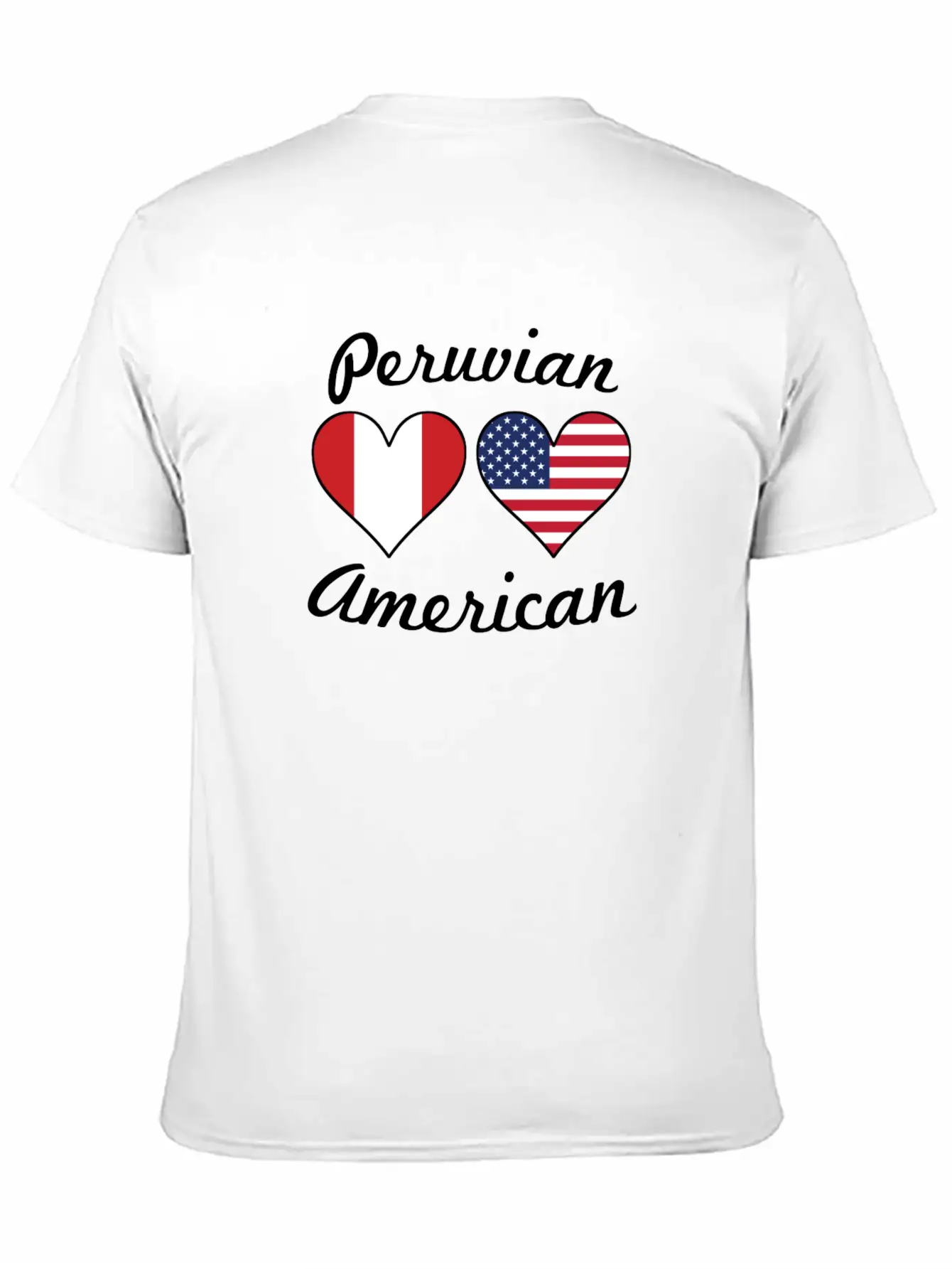 Peruvian American Flag Hearts Unisex Short Sleeve Soft Cotton T-Shirt – Casual Everyday Wear
