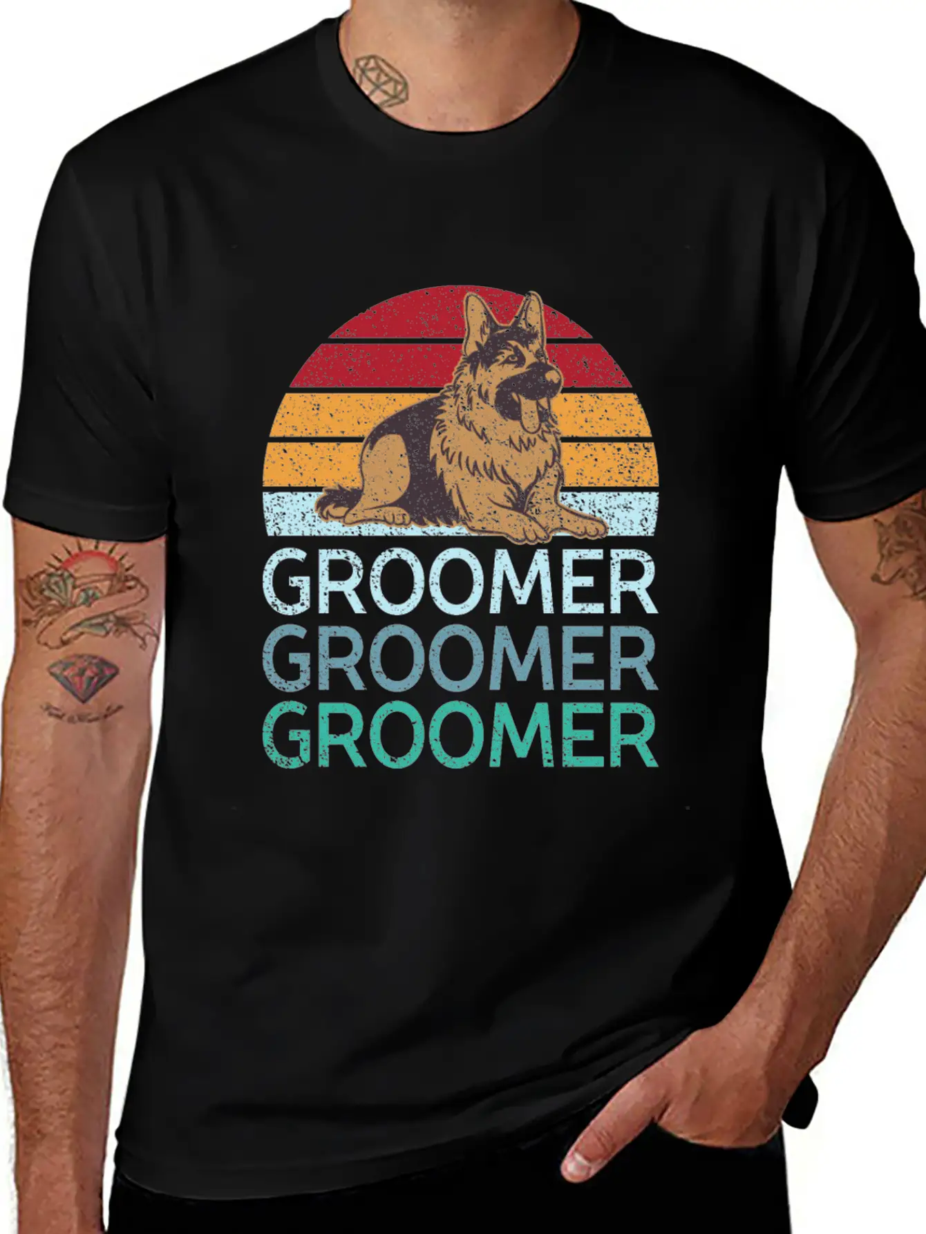 Pet Groomer Art Dog Grooming Logo Gifts Unisex Short Sleeve Soft Cotton T-Shirt – Casual Everyday Wear