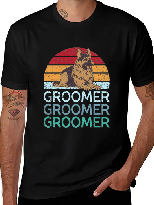 Pet Groomer Art Dog Grooming Logo Gifts Unisex Short Sleeve Soft Cotton T-Shirt – Casual Everyday Wear