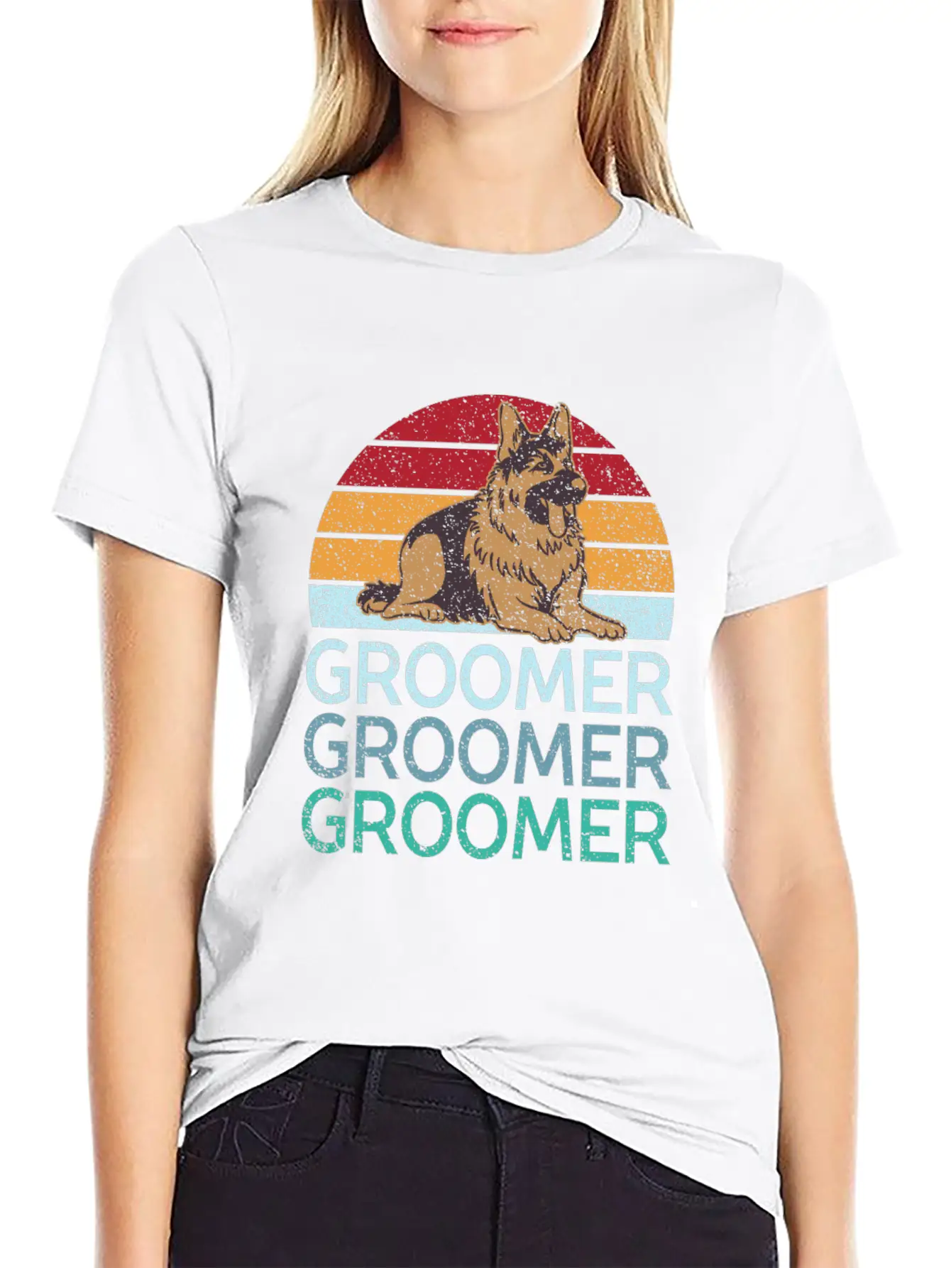 Pet Groomer Art Dog Grooming Logo Gifts Unisex Short Sleeve Soft Cotton T-Shirt – Casual Everyday Wear