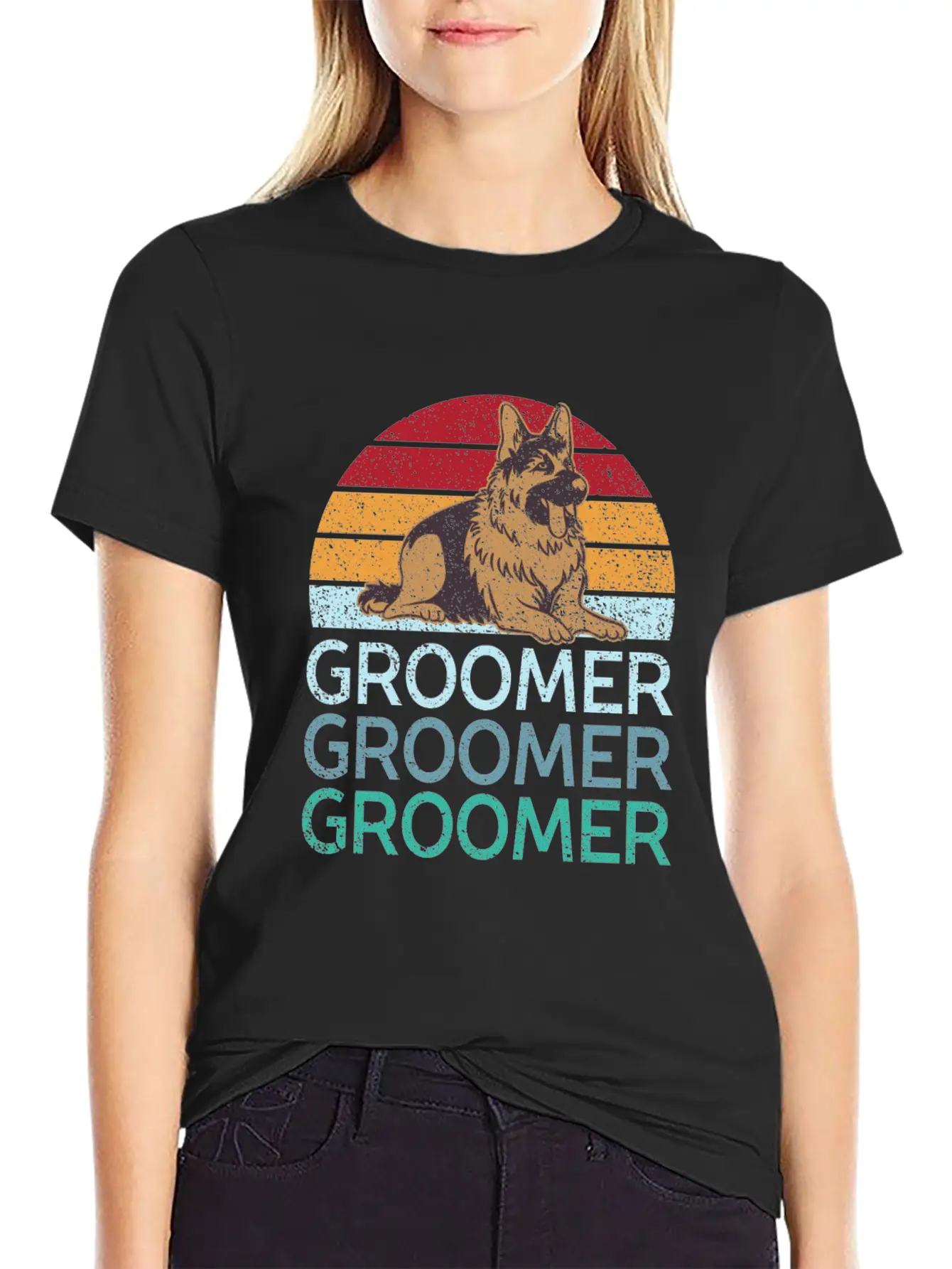Pet Groomer Art Dog Grooming Logo Gifts Unisex Short Sleeve Soft Cotton T-Shirt – Casual Everyday Wear