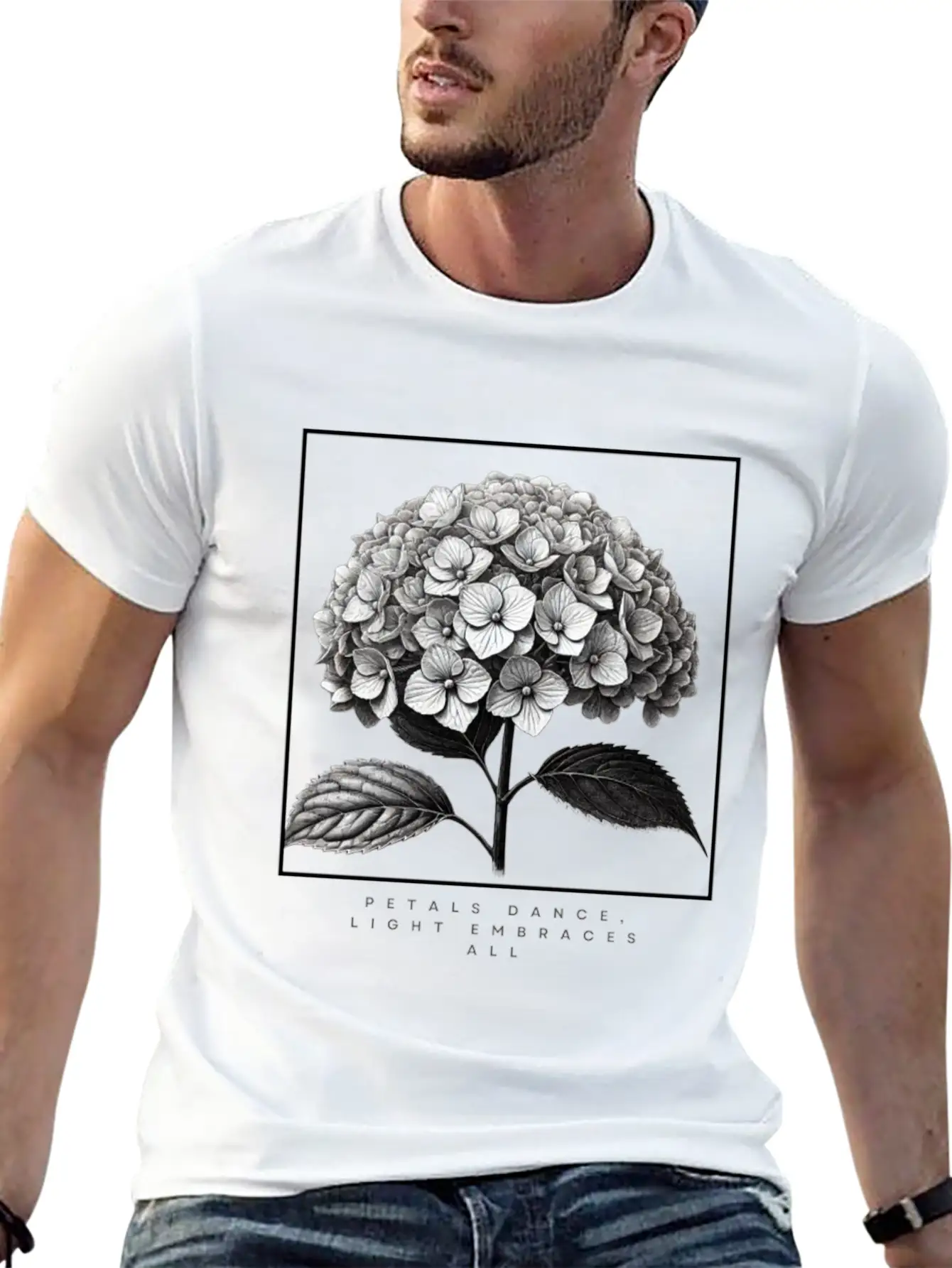 Petals Dance, Light Embraces All Unisex Short Sleeve Soft Cotton T-Shirt – Casual Everyday Wear