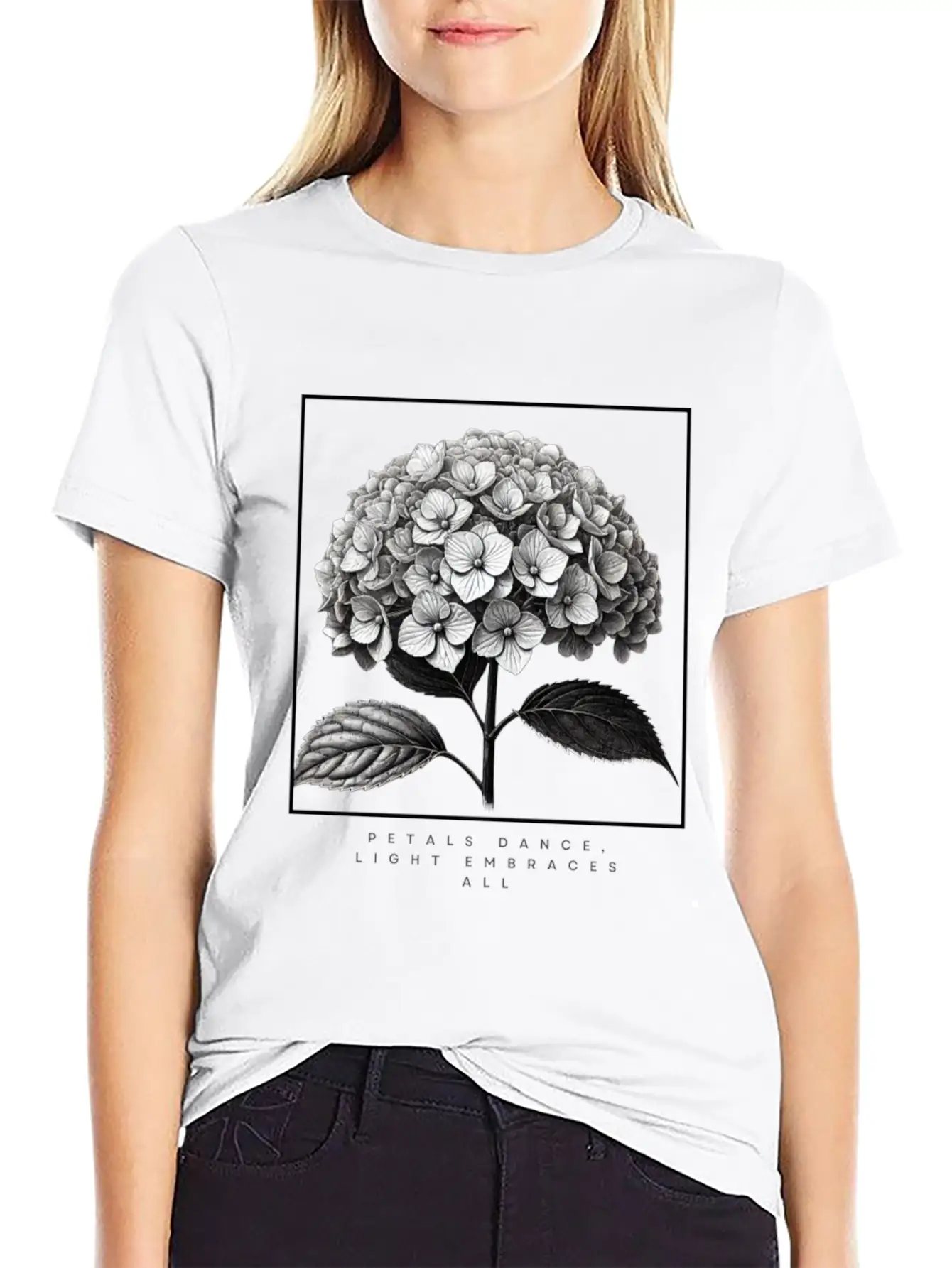 Petals Dance, Light Embraces All Unisex Short Sleeve Soft Cotton T-Shirt – Casual Everyday Wear
