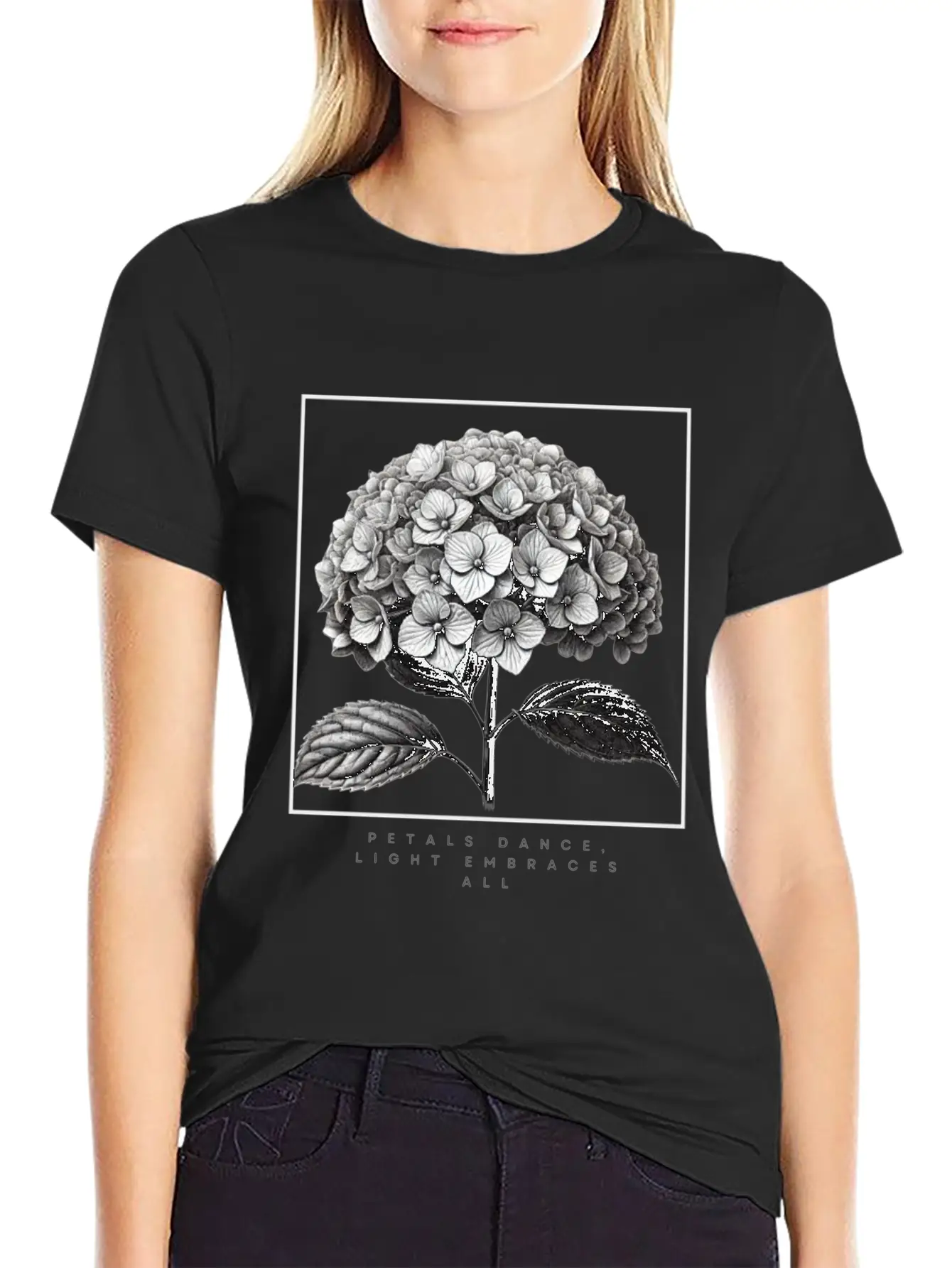 Petals Dance, Light Embraces All Unisex Short Sleeve Soft Cotton T-Shirt – Casual Everyday Wear