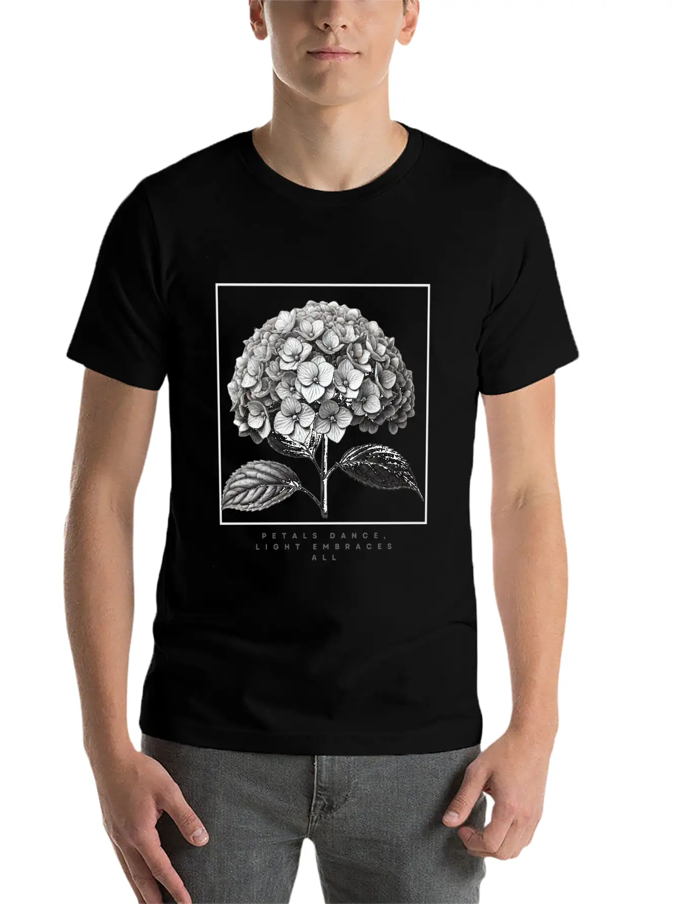 Petals Dance, Light Embraces All Unisex Short Sleeve Soft Cotton T-Shirt – Casual Everyday Wear