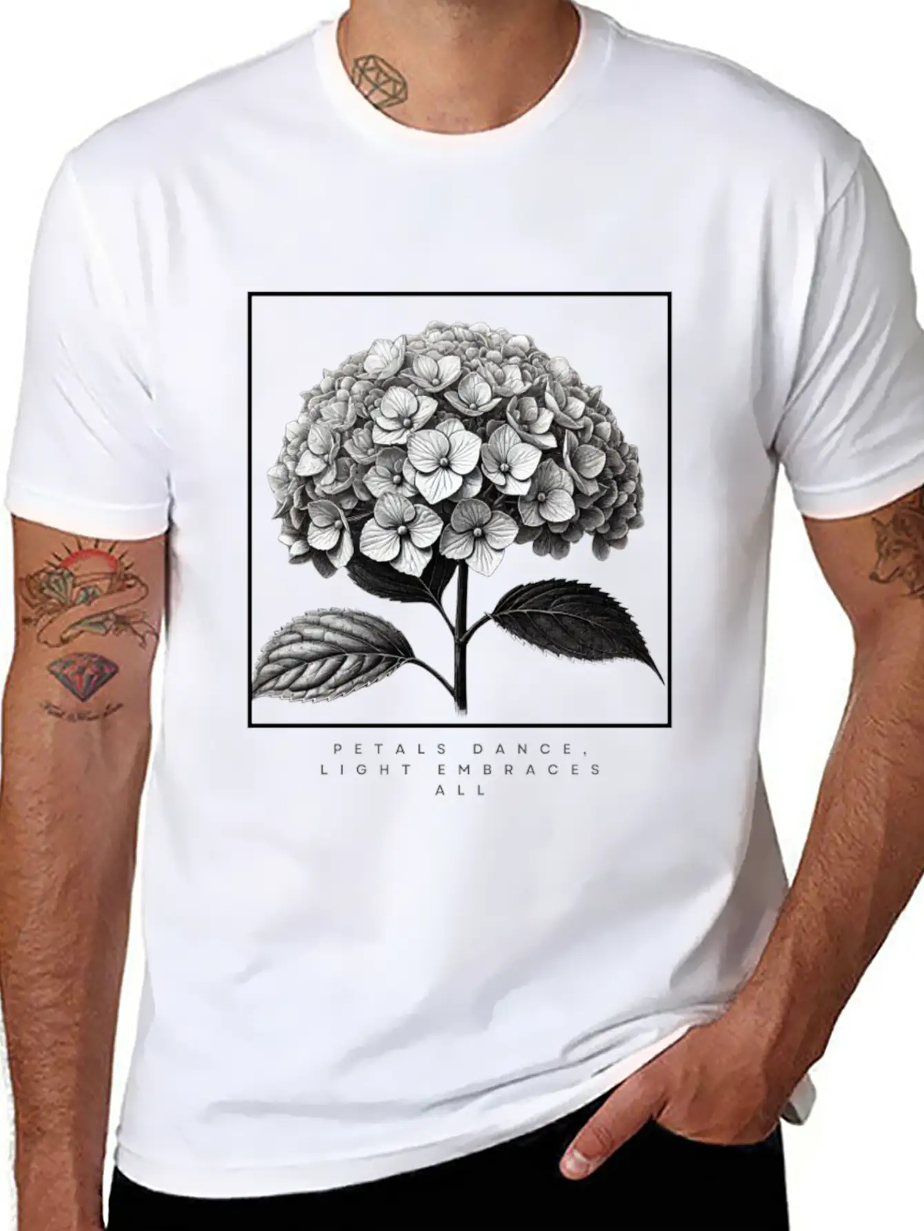 Petals Dance, Light Embraces All Unisex Short Sleeve Soft Cotton T-Shirt – Casual Everyday Wear