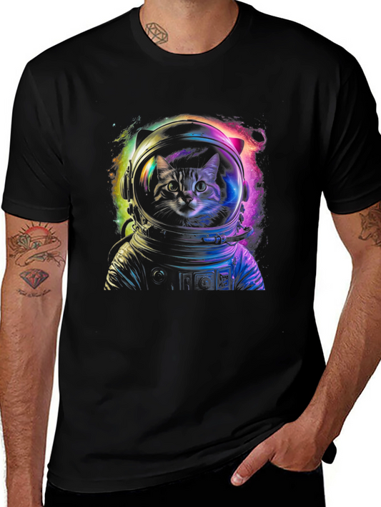 Cosmic Cat Astronaut Graphic T-Shirt