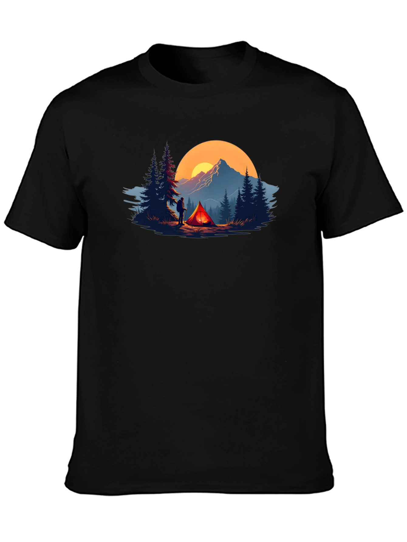Camping Adventure Graphic Tee - Black