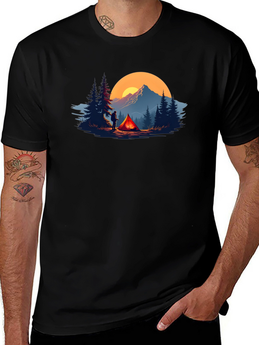 Camping Adventure Graphic Tee - Black